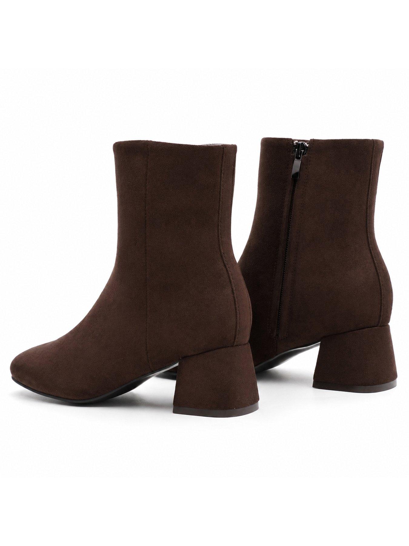 Image 5 of 5 of Glamorous Womens Block Heel Square Toe Ankle Boots - Brown