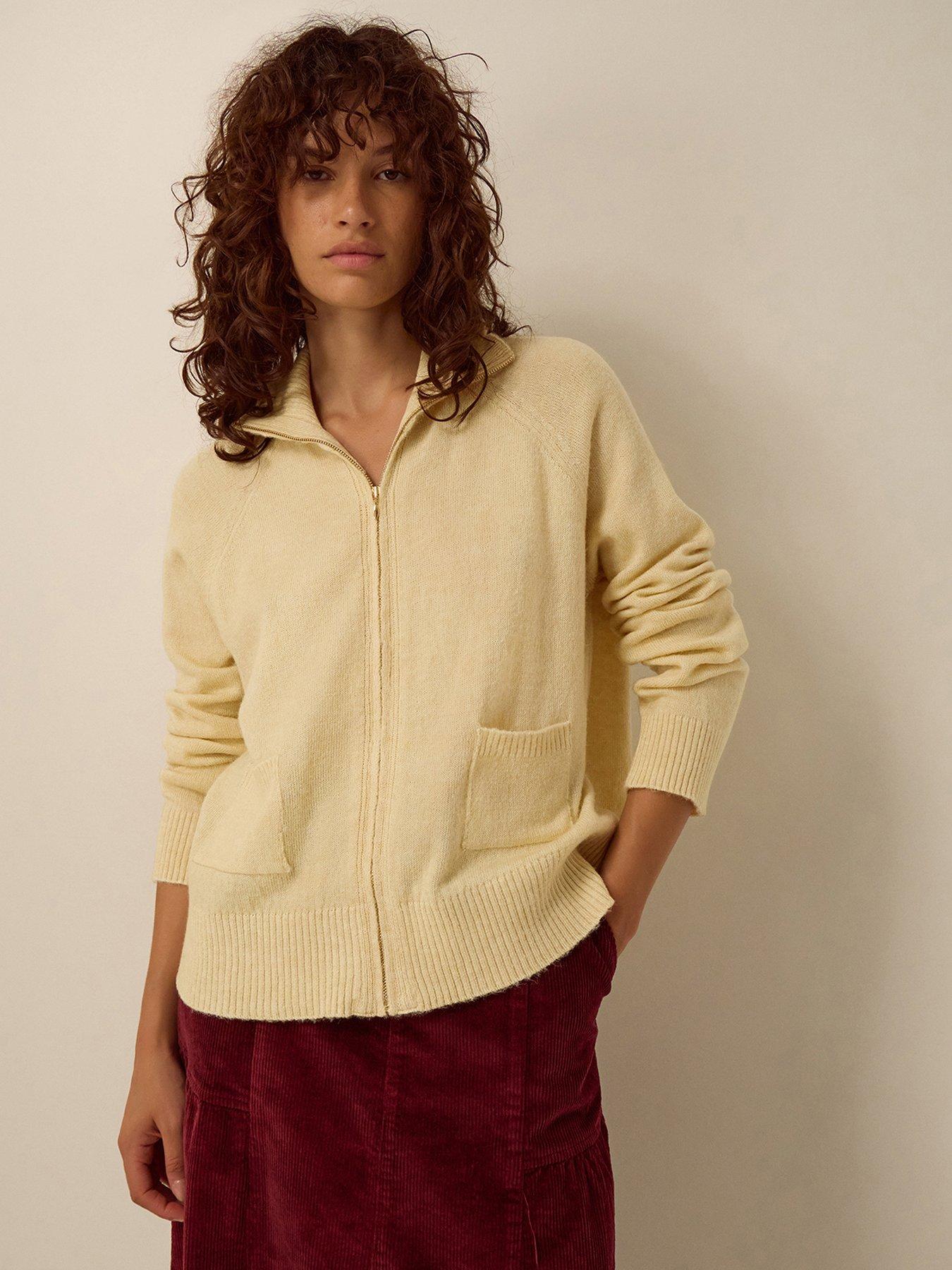 Image 1 of 5 of Monsoon Zoey Zip Cardigan - Yellow