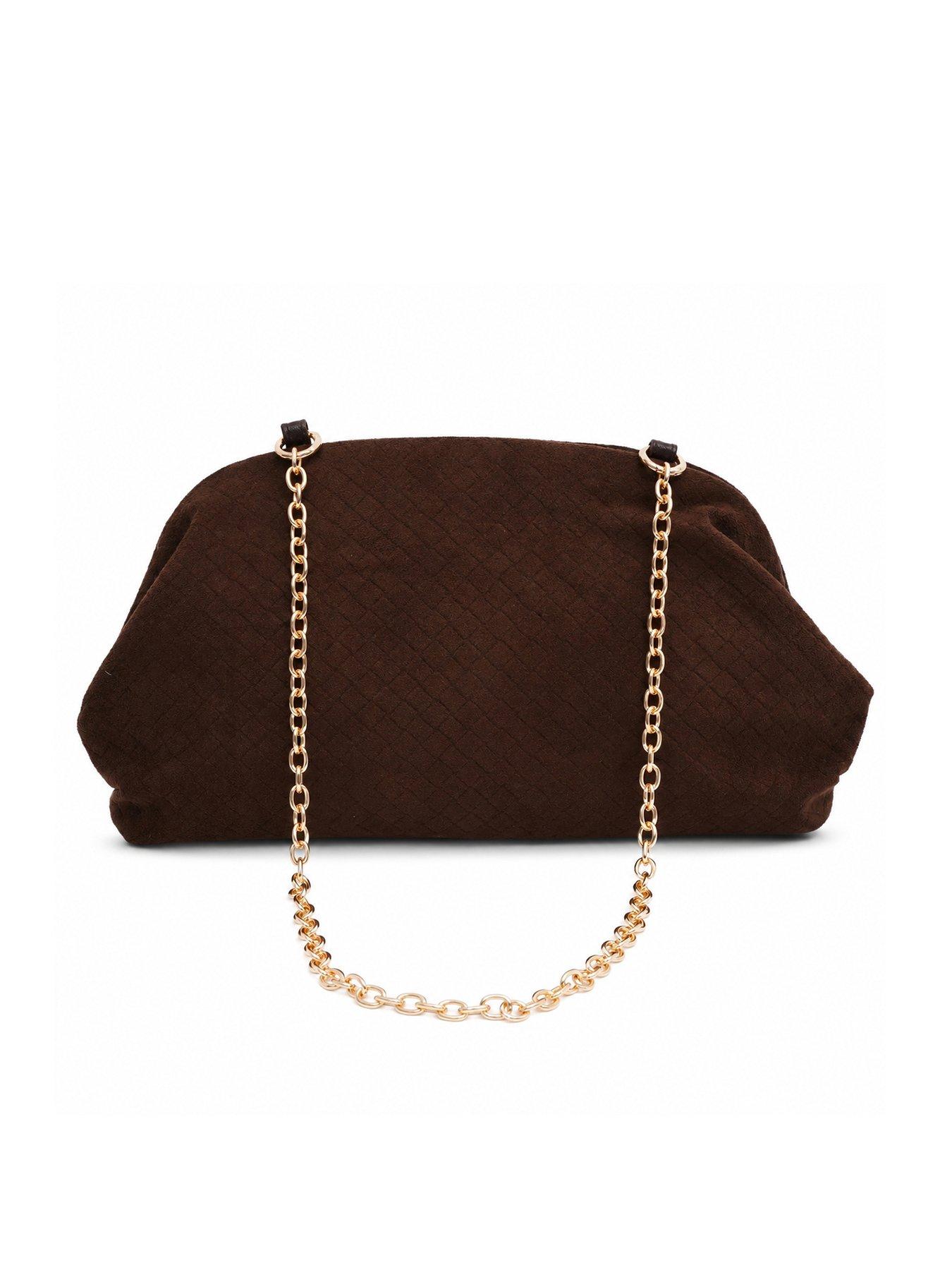 Image 1 of 4 of Glamorous Womens Pillow Chain Strap Clutch Bag - Brown