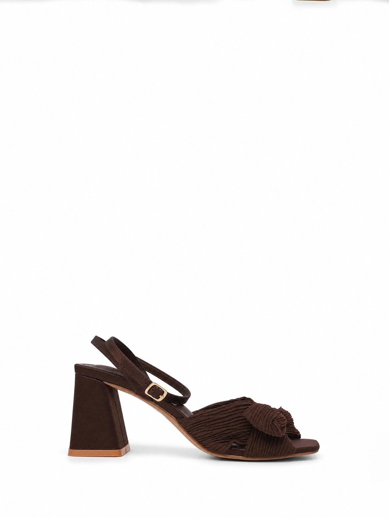 Image 5 of 5 of Glamorous Womens Bow Detail Block Heel Sandals - Brown