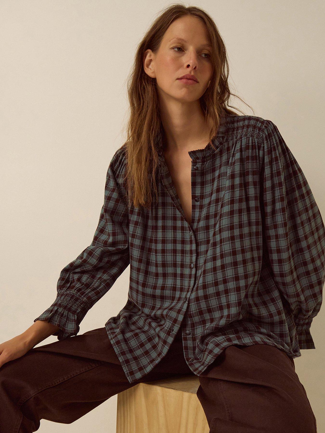 Monsoon Ruby Check Blouse - Blue