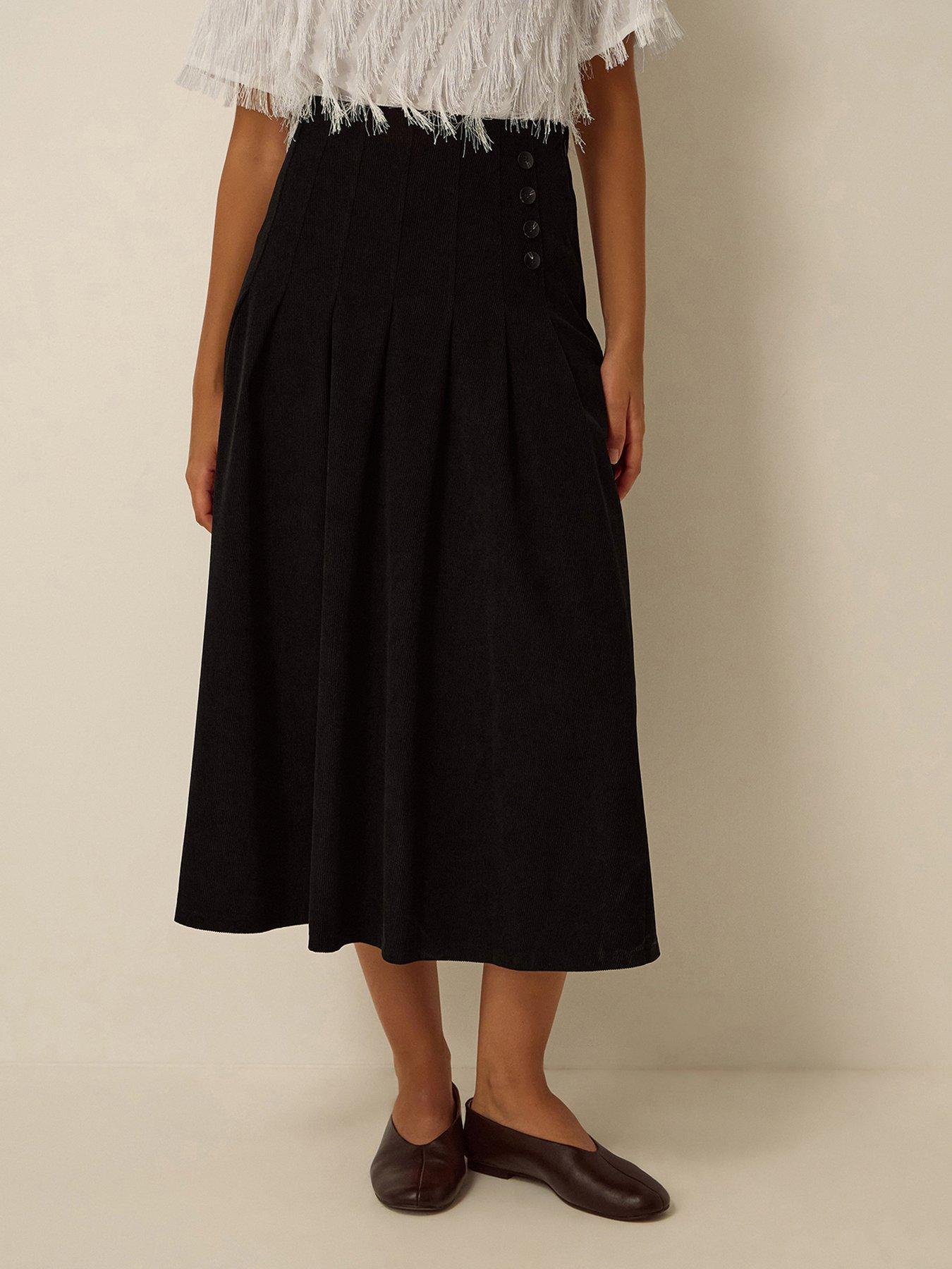 Monsoon Sonja Stretch Cord Skirt - Black