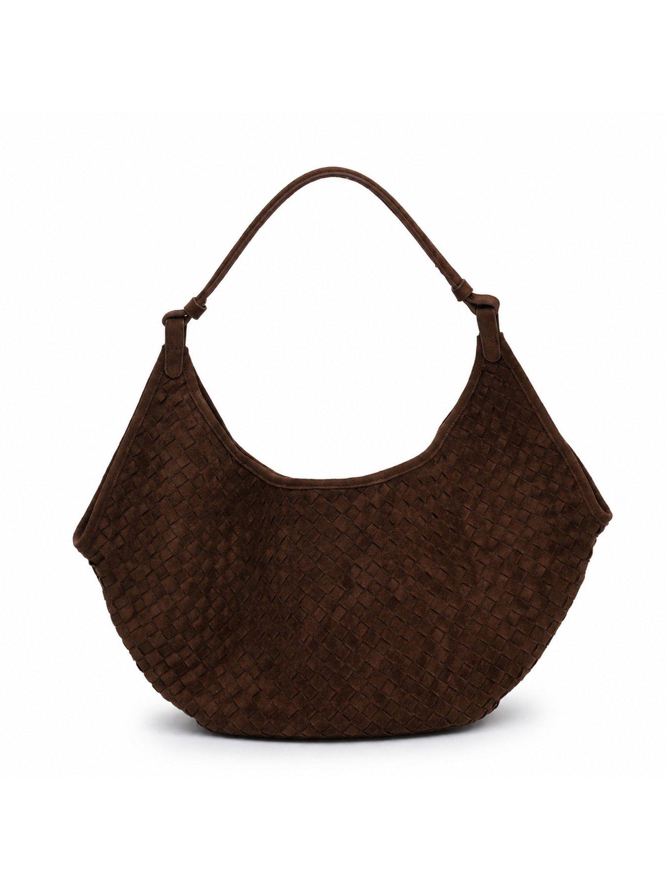 Image 2 of 4 of Glamorous Womens Woven Faux Suede Shoulder Tote Bag - Brown