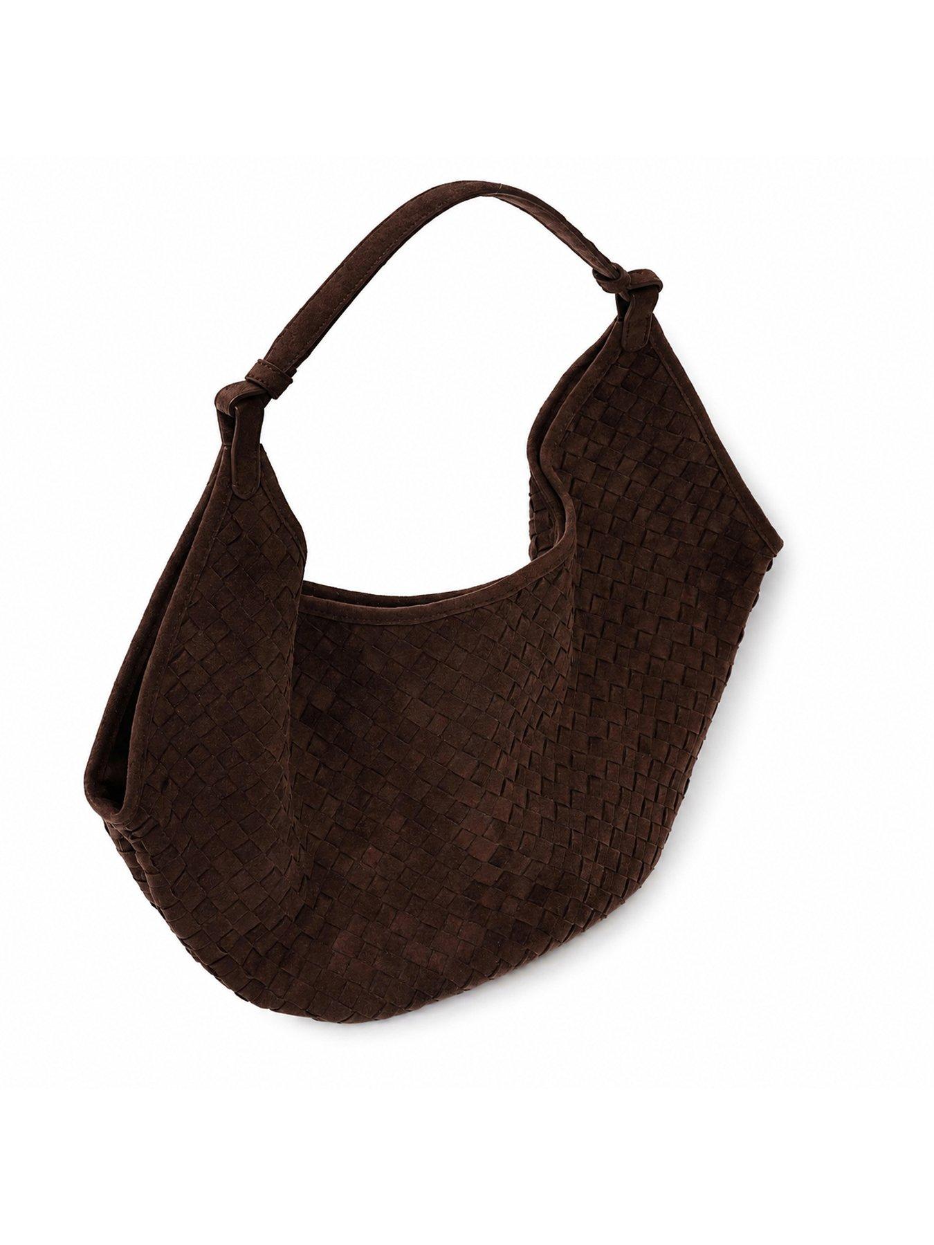 Image 3 of 4 of Glamorous Womens Woven Faux Suede Shoulder Tote Bag - Brown
