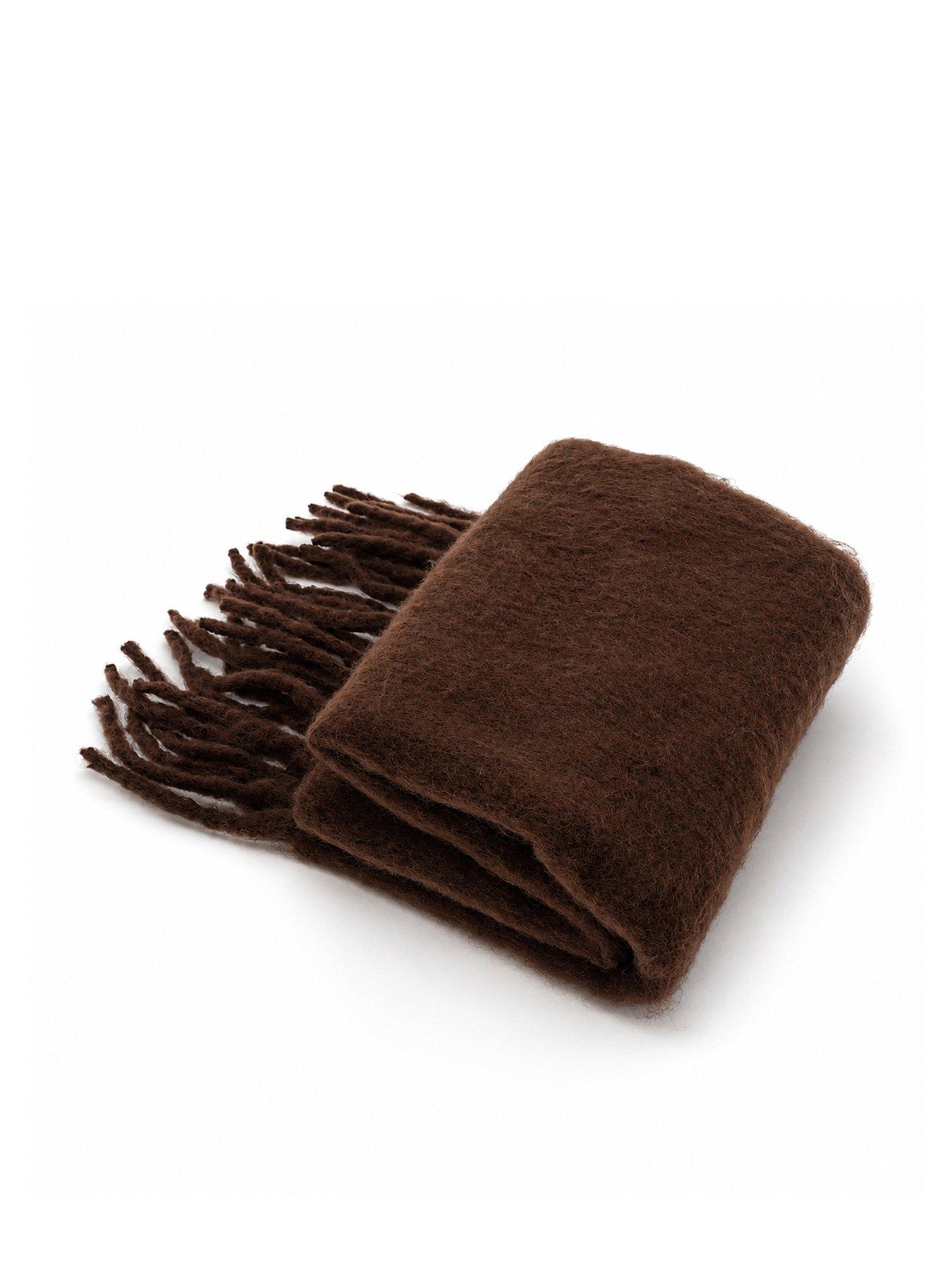 Image 1 of 3 of Glamorous Super Soft Blanket Scarf with Fringe Trim - Brown
