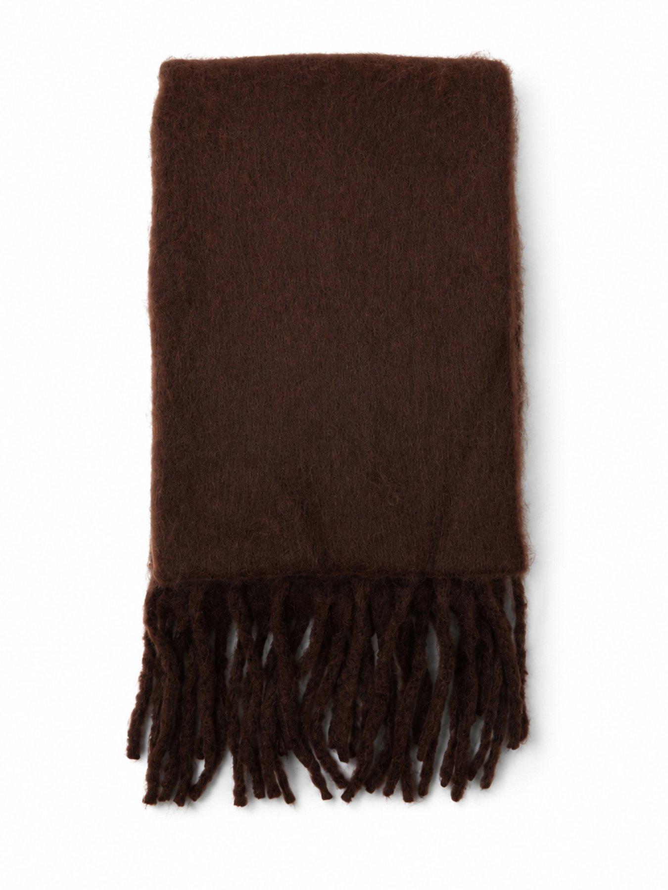Image 2 of 3 of Glamorous Super Soft Blanket Scarf with Fringe Trim - Brown