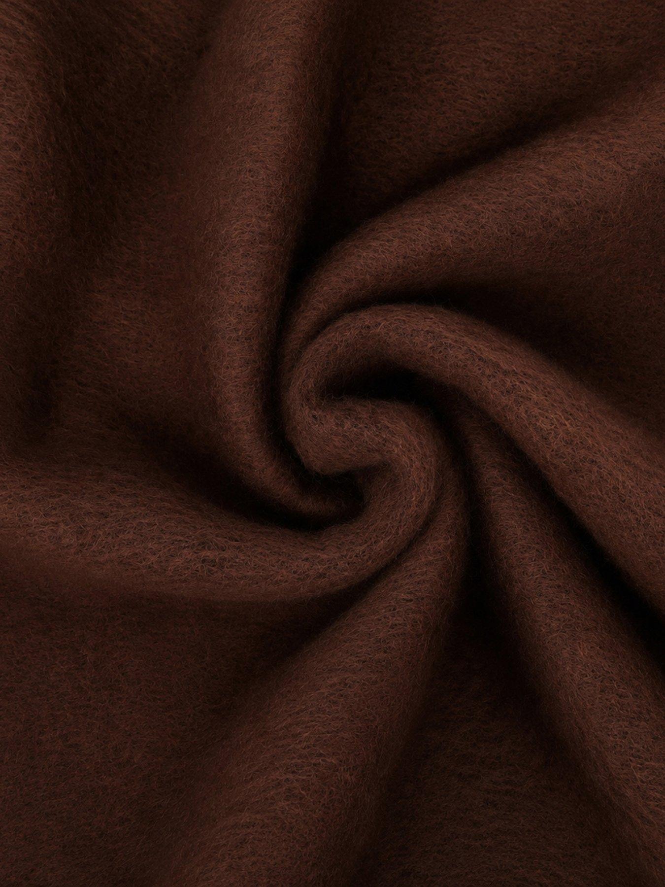 Image 3 of 3 of Glamorous Super Soft Blanket Scarf with Fringe Trim - Brown