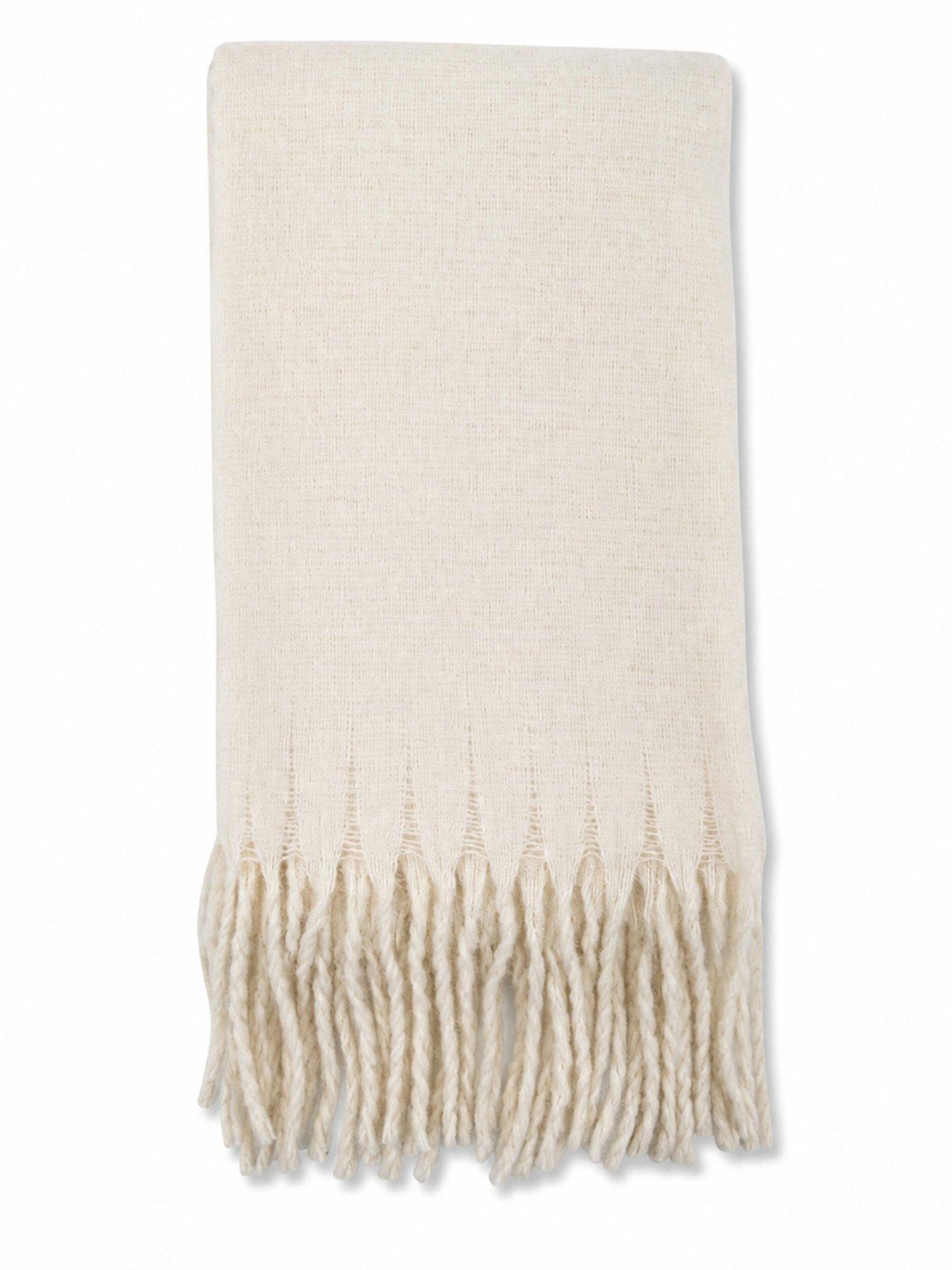 Image 2 of 3 of Glamorous Super Soft Blanket Scarf with Fringe Trim - Cream