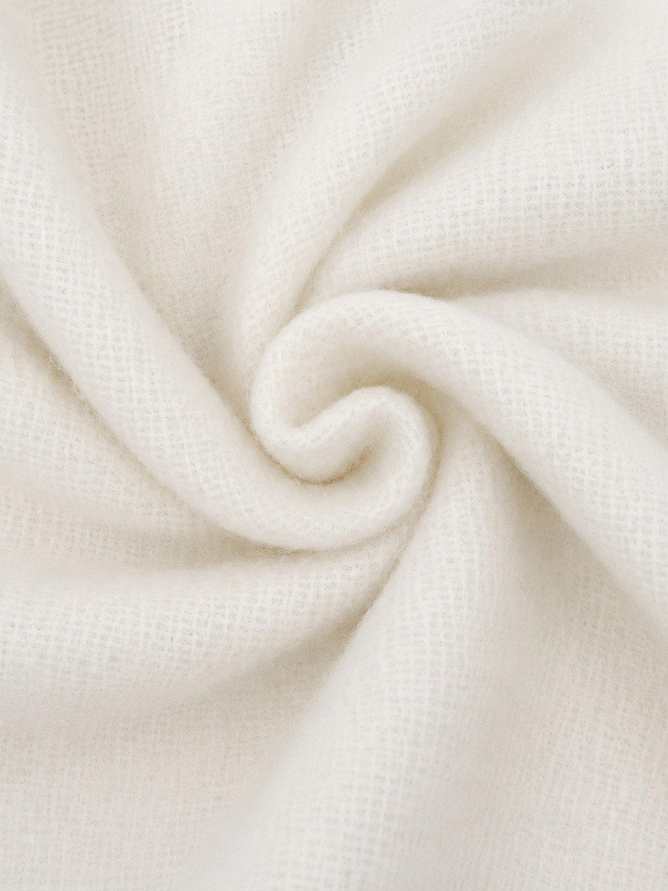 Image 3 of 3 of Glamorous Super Soft Blanket Scarf with Fringe Trim - Cream