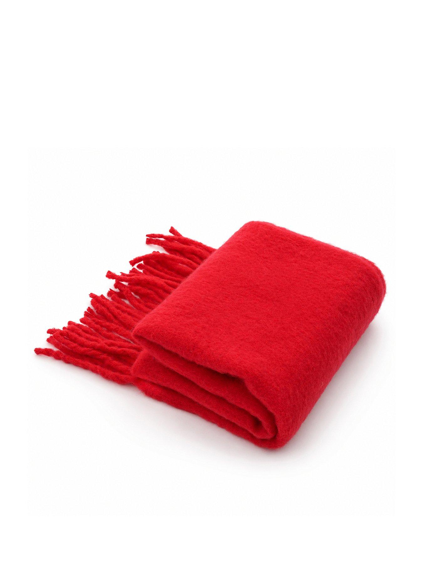 Image 1 of 3 of Glamorous Super Soft Blanket Scarf with Fringe Trim - Red