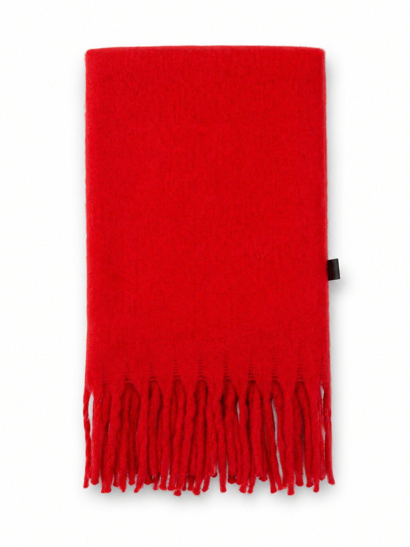 Image 2 of 3 of Glamorous Super Soft Blanket Scarf with Fringe Trim - Red