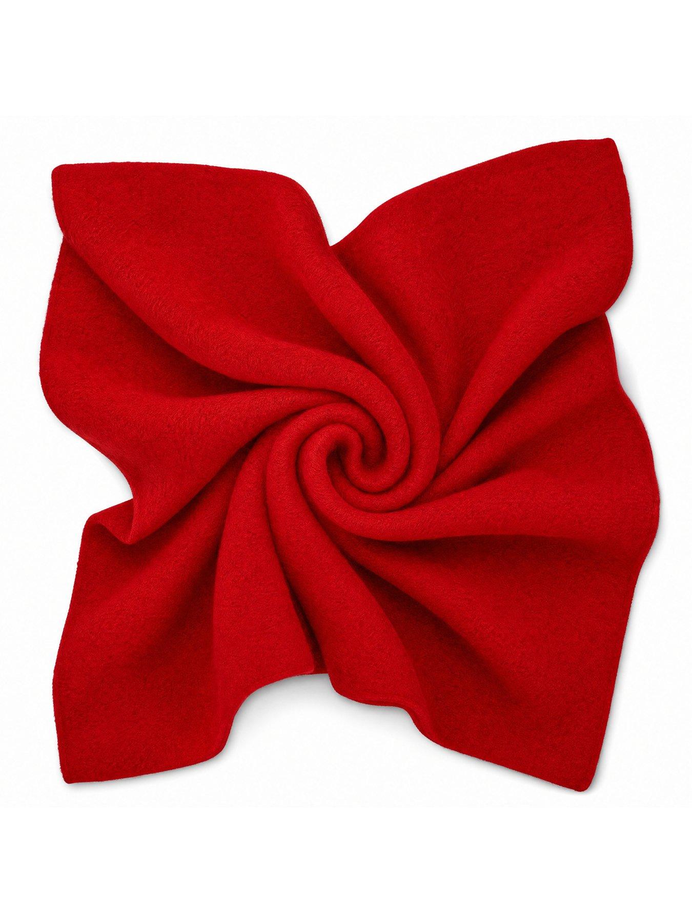 Image 3 of 3 of Glamorous Super Soft Blanket Scarf with Fringe Trim - Red
