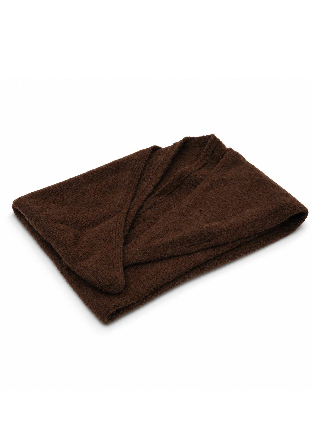 Image 2 of 4 of Glamorous Knitted Triangle Scarf - Brown