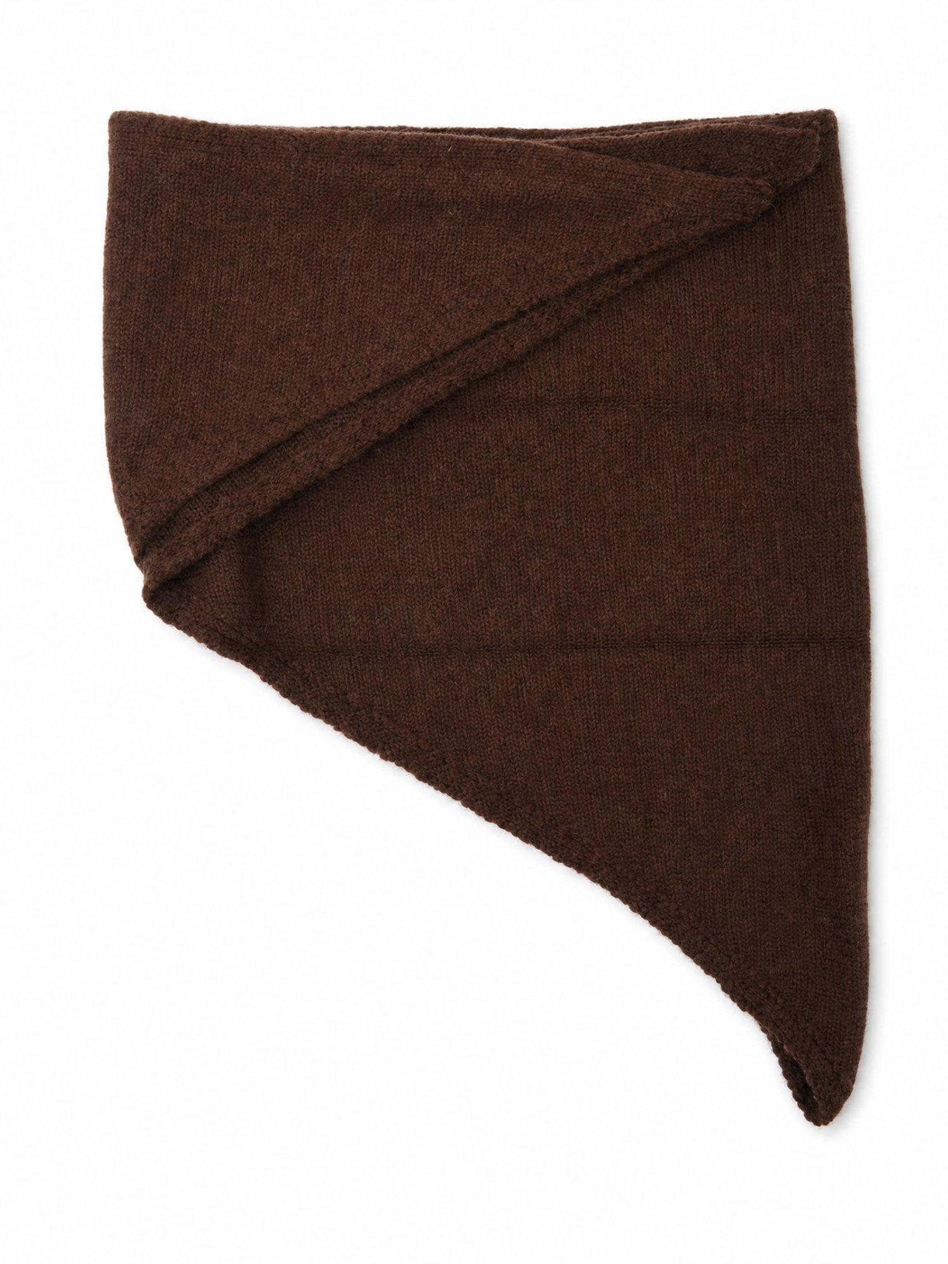 Image 3 of 4 of Glamorous Knitted Triangle Scarf - Brown
