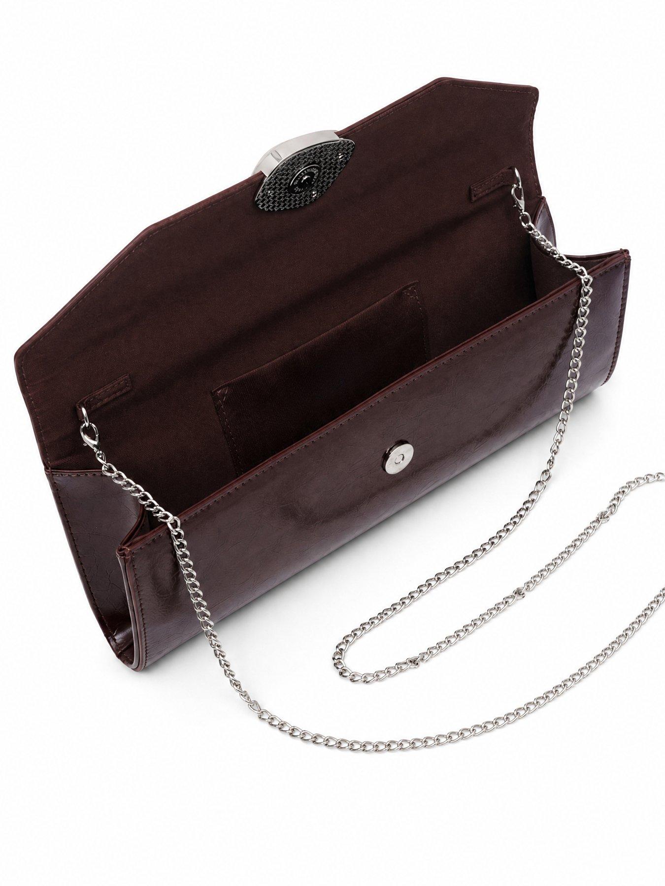 Image 3 of 3 of Glamorous Womens Top Handle Chain Strap Clutch Bag - Brown
