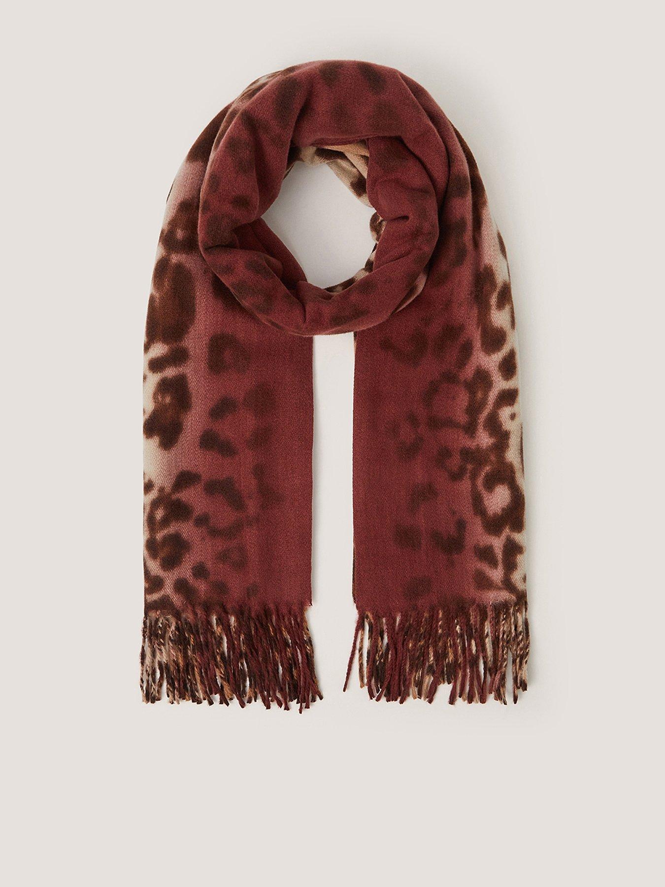 Monsoon Archi Animal Print Tassel Scarf - Brown