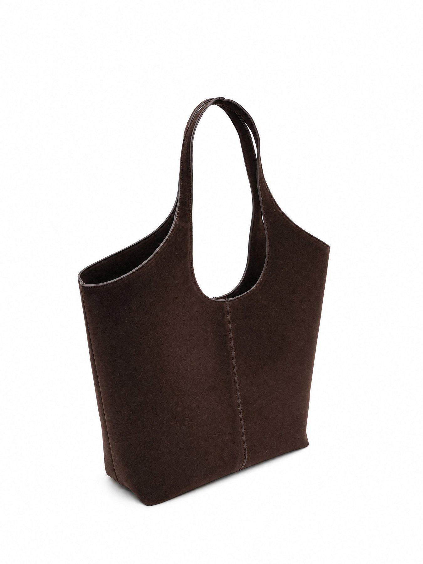 Image 2 of 5 of Glamorous Womens Structured Faux Suede Tote Bag - Brown