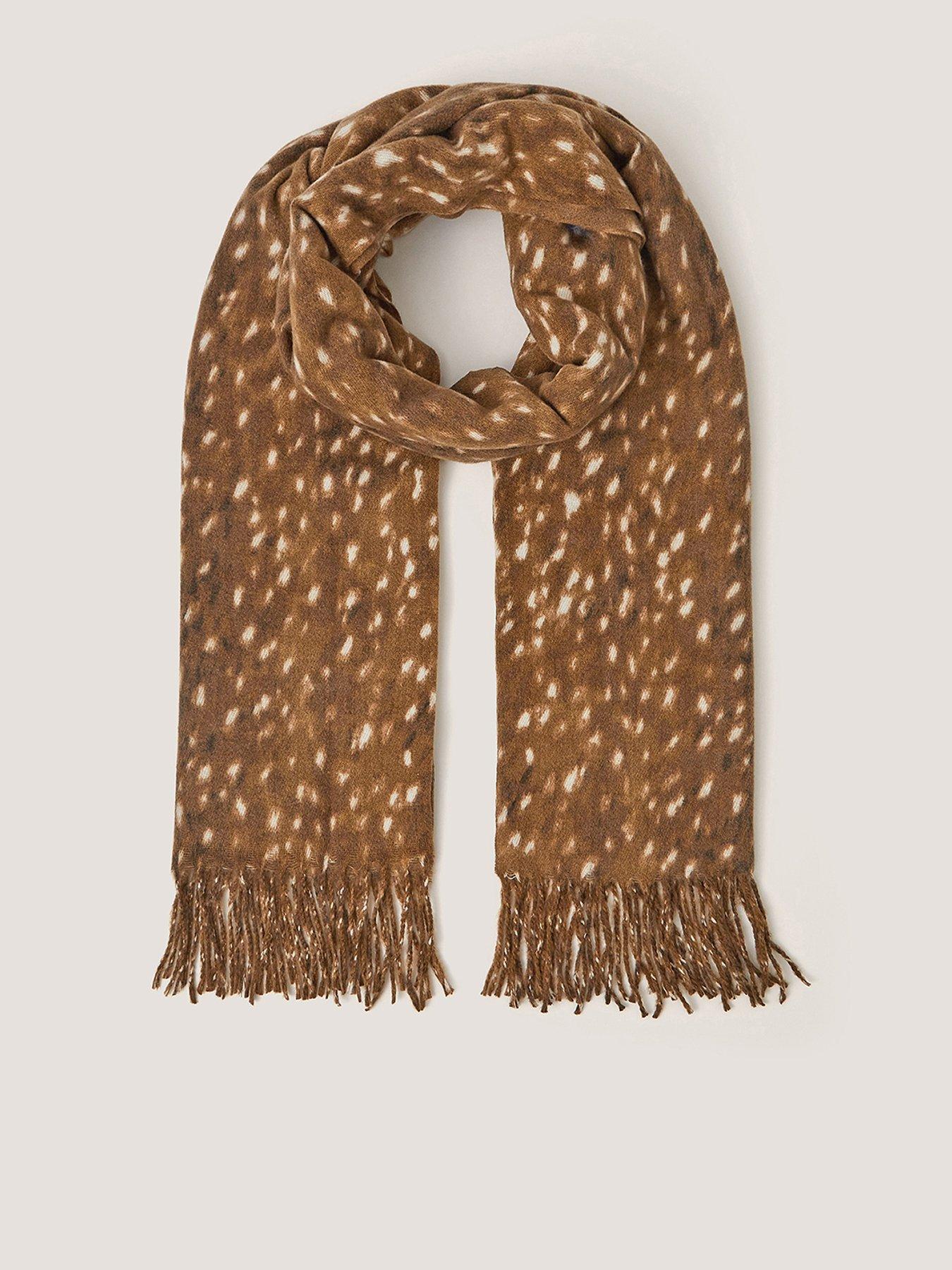 Monsoon Bea Bambi Print Tassel Scarf - Brown