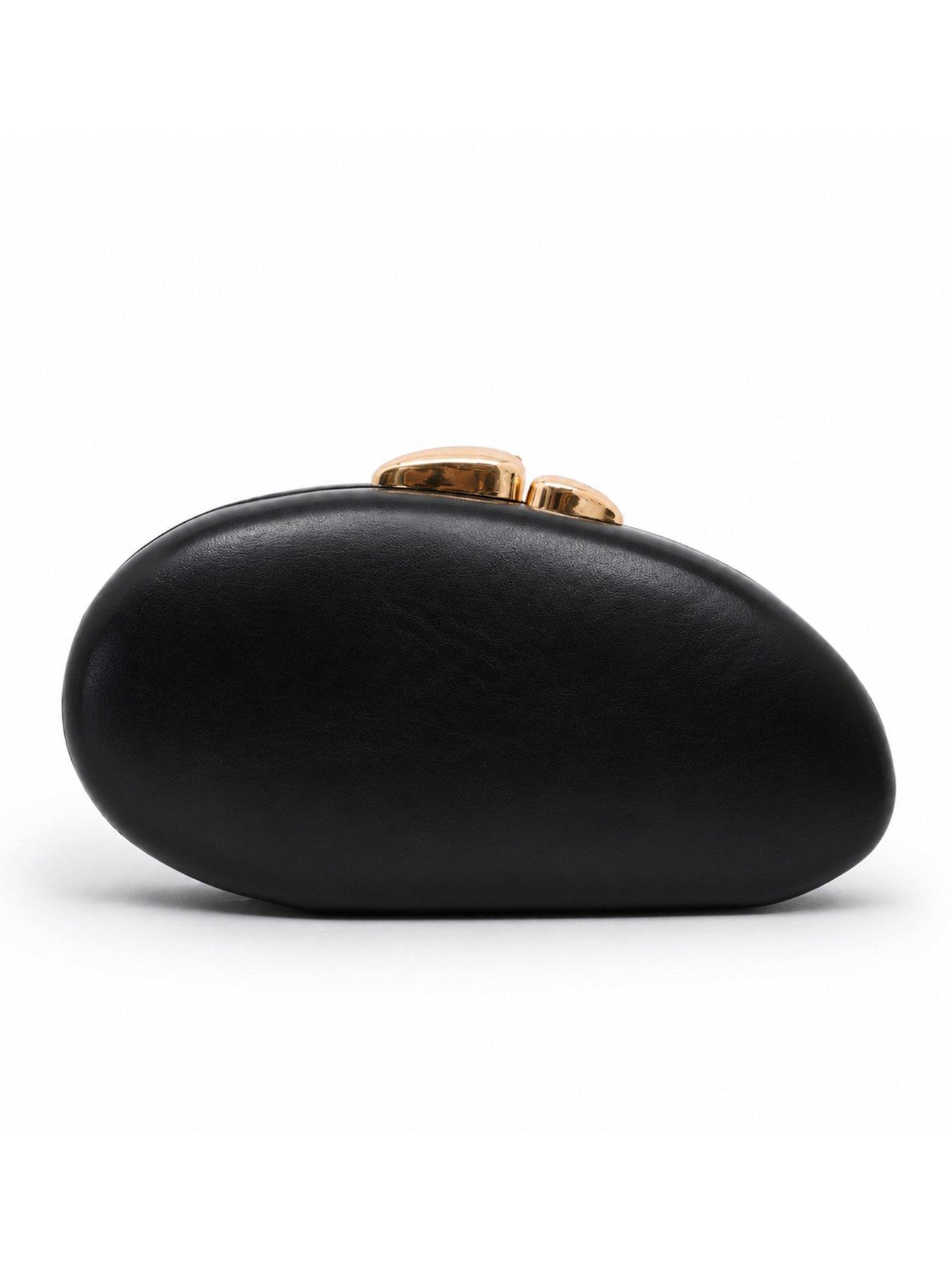 Image 3 of 5 of Glamorous Hard Shell Clutch Bag with Chain Shoulder Strap - Black