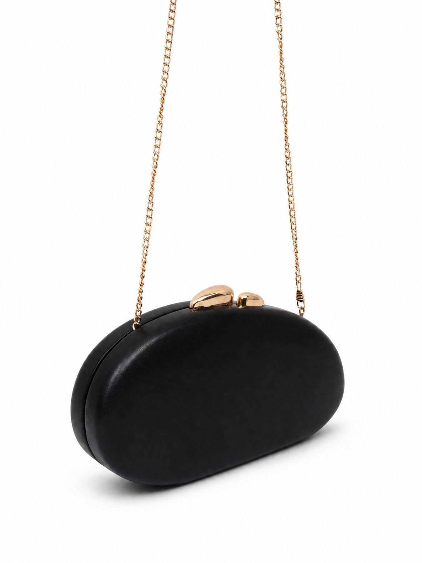 Image 4 of 5 of Glamorous Hard Shell Clutch Bag with Chain Shoulder Strap - Black