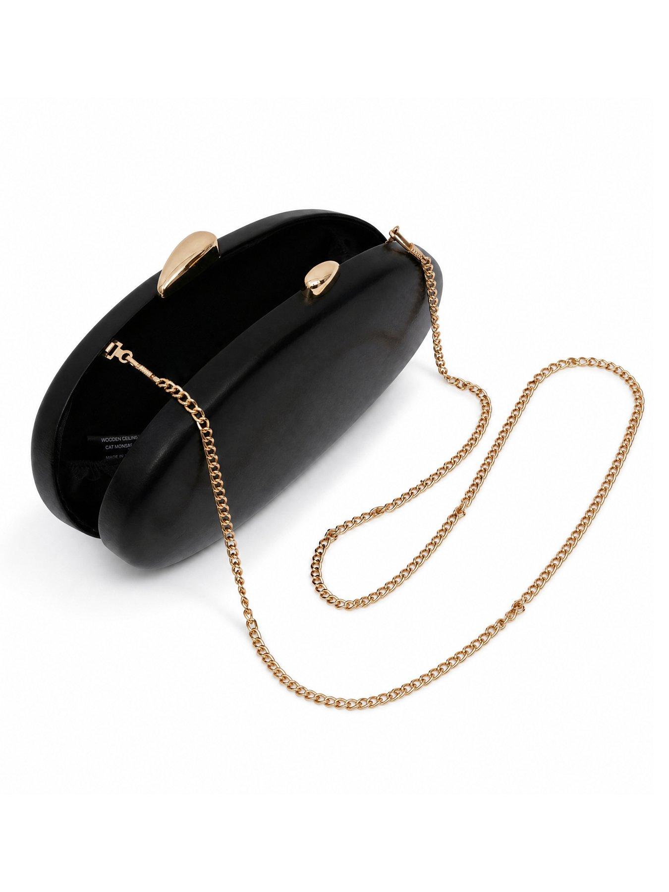 Image 5 of 5 of Glamorous Hard Shell Clutch Bag with Chain Shoulder Strap - Black