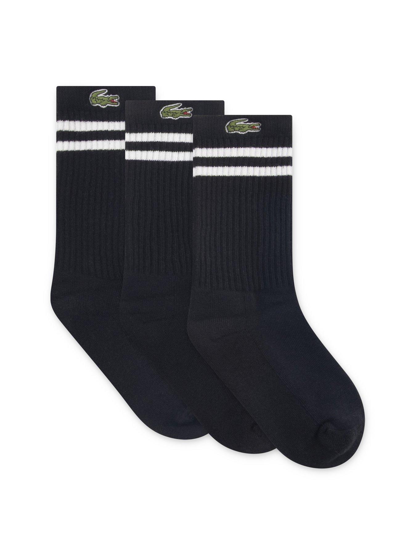 Lacoste Boys 3 Pack Varsity Socks - Black