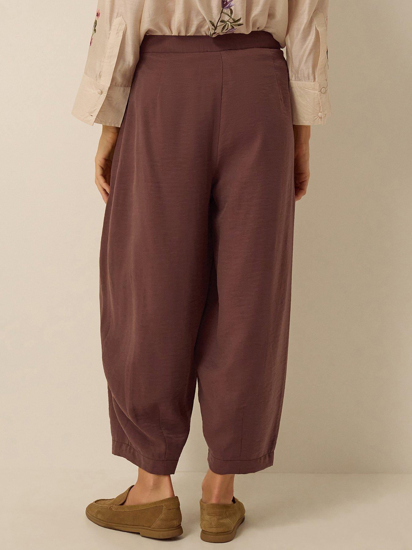 Image 2 of 4 of Monsoon Raina Barrel Trousers - Brown