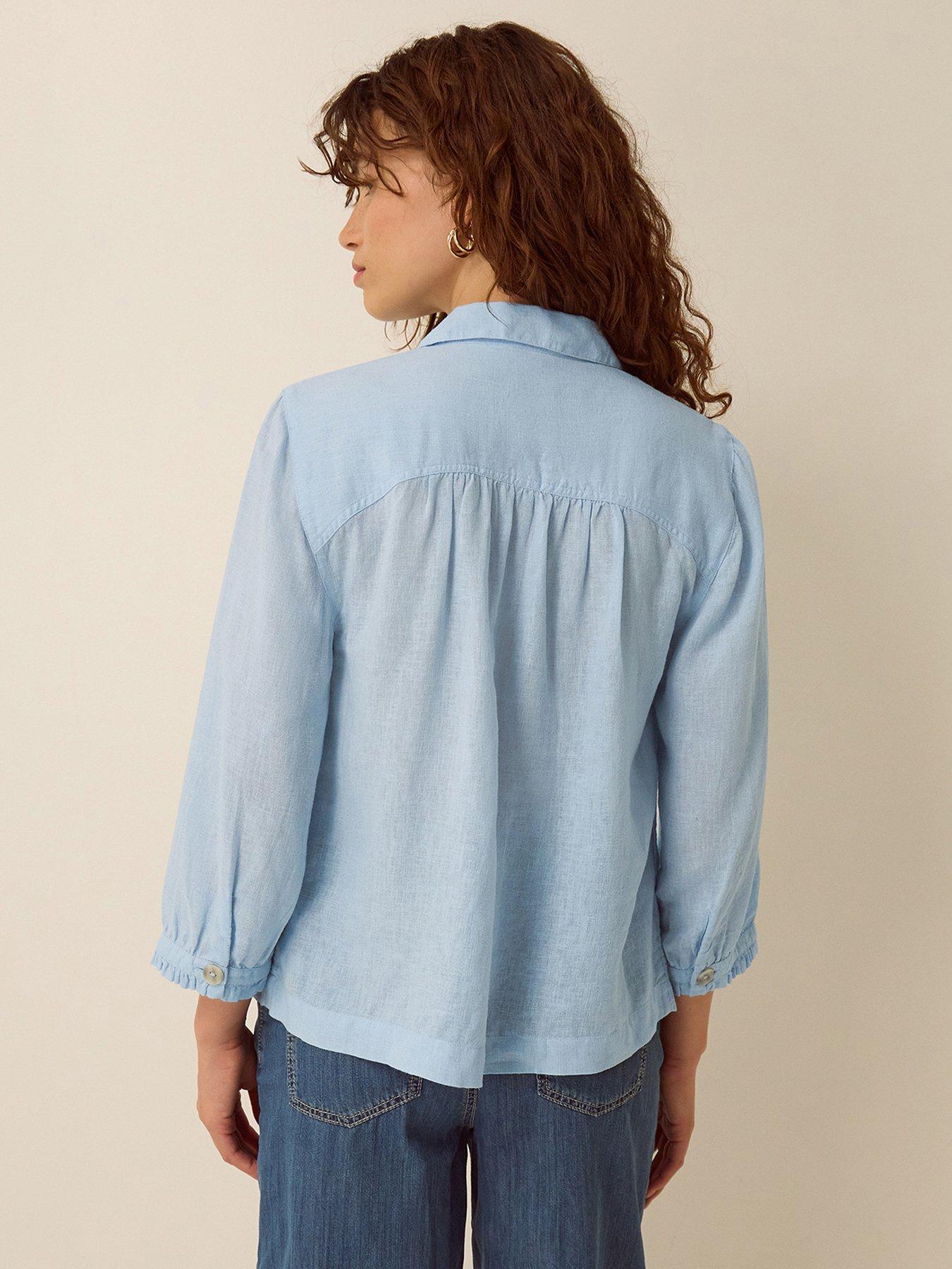Image 2 of 4 of Monsoon Emily Linen Blend Shirt - Blue