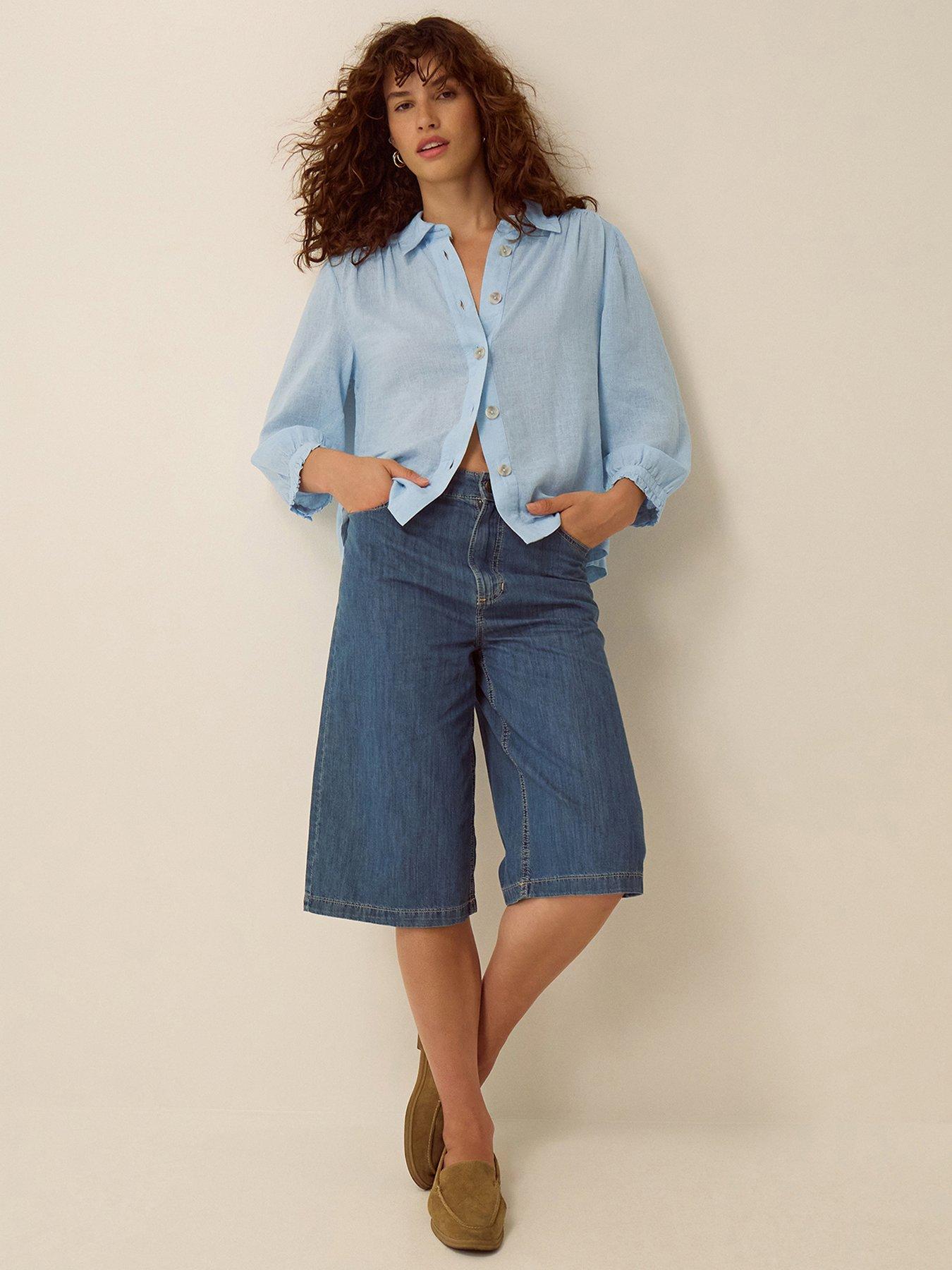 Image 3 of 4 of Monsoon Emily Linen Blend Shirt - Blue