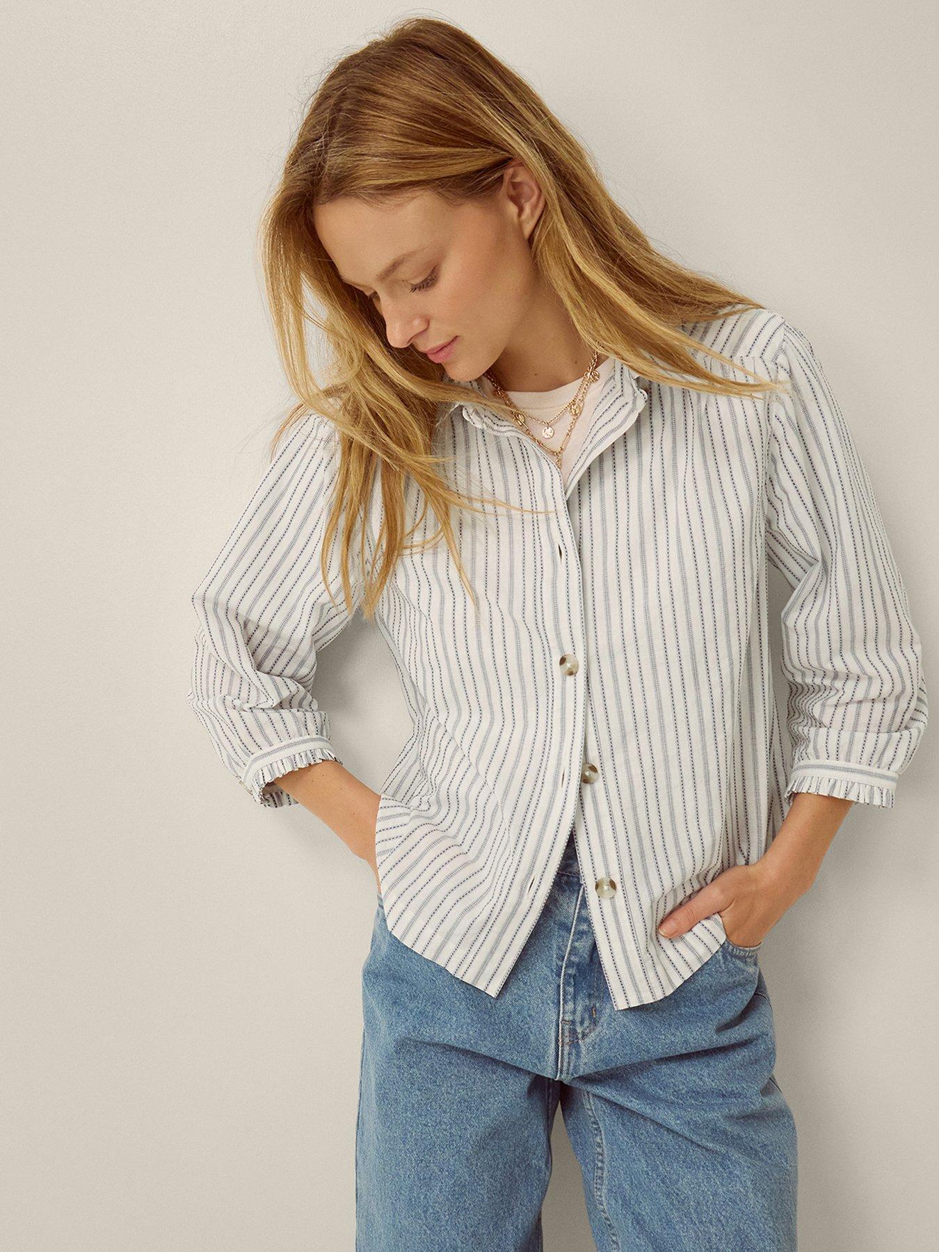 Image 1 of 5 of Monsoon Gilly Stripe Shirt - White