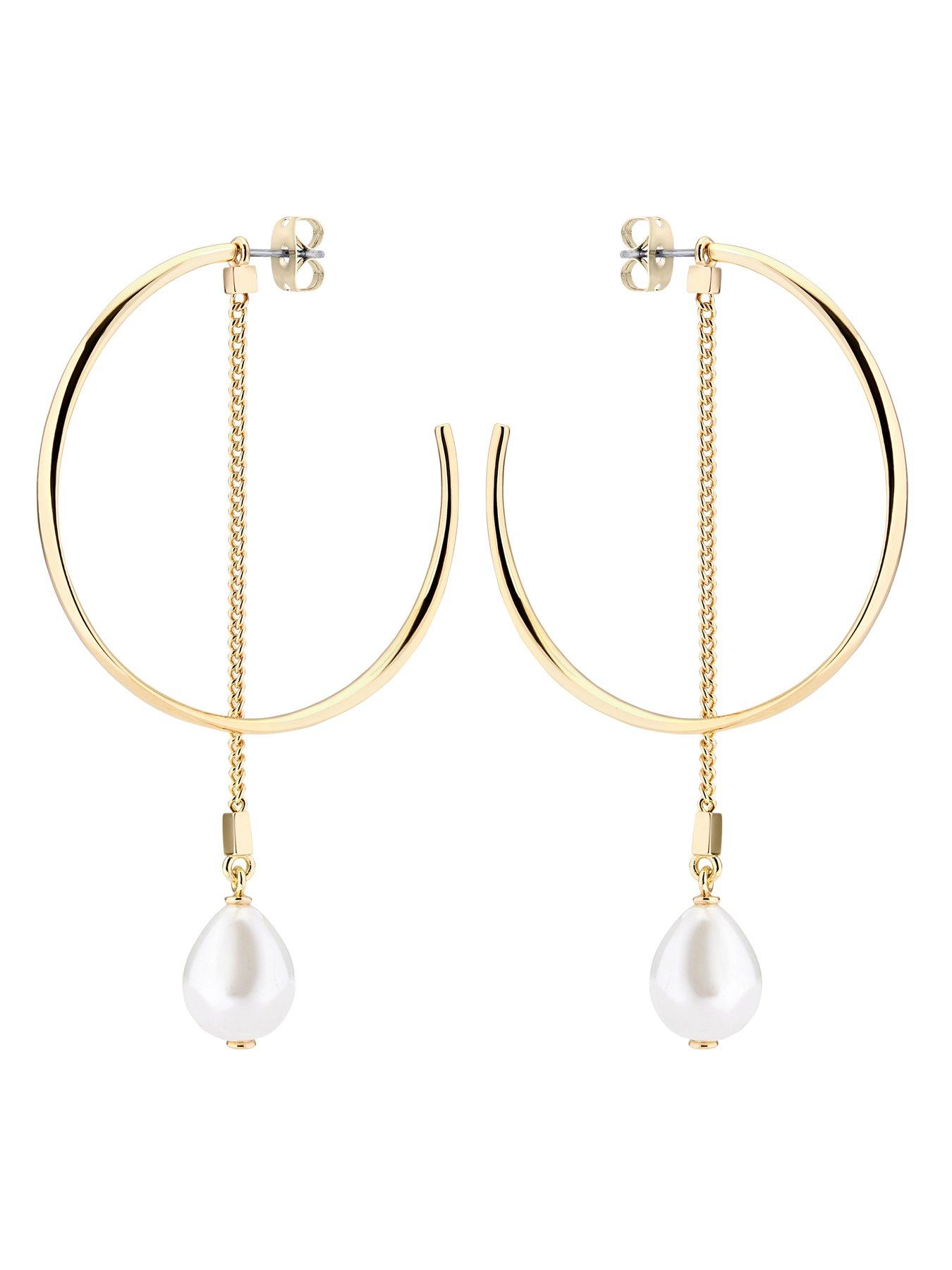 Image 2 of 7 of Karen Millen Modern Pearl Hoop Earrings