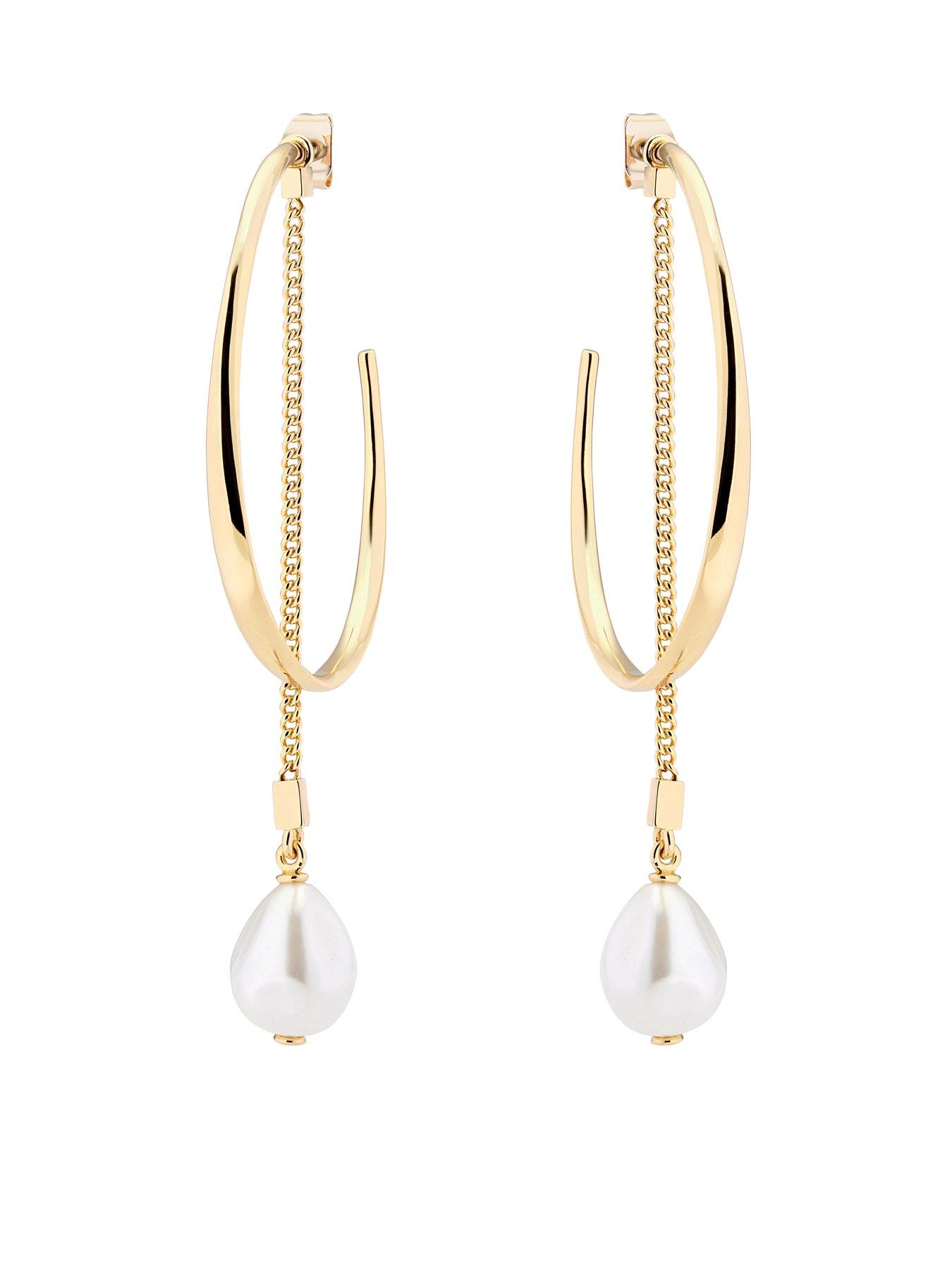 Image 3 of 7 of Karen Millen Modern Pearl Hoop Earrings