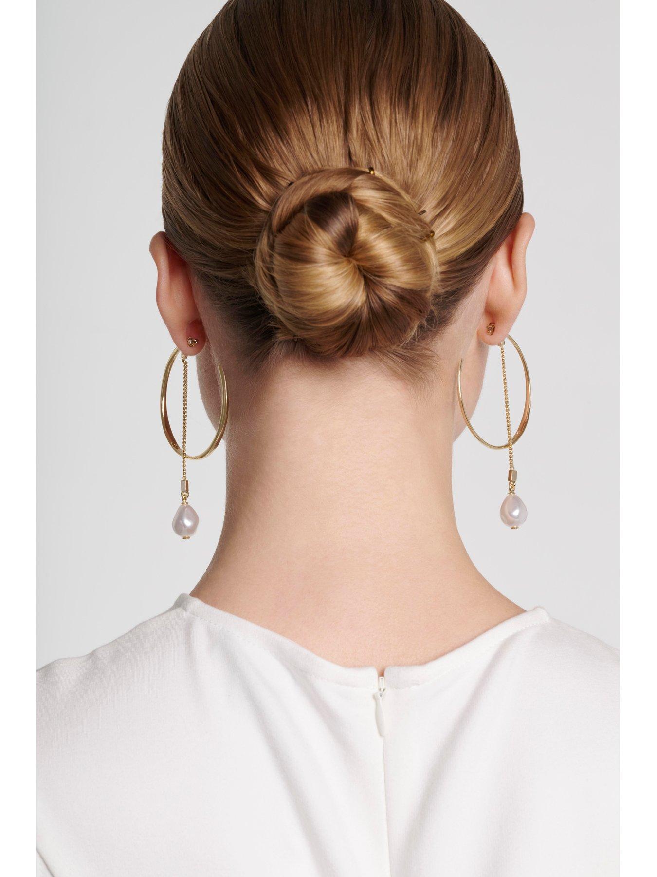 Image 5 of 7 of Karen Millen Modern Pearl Hoop Earrings