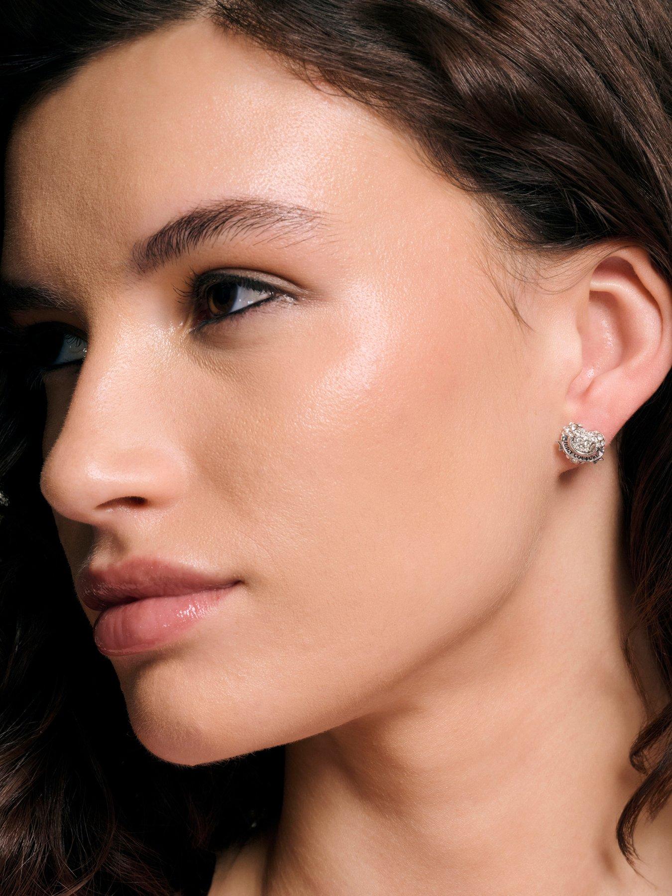 Image 4 of 5 of Juicy Couture Crystal Icon Heart Stud Earrings