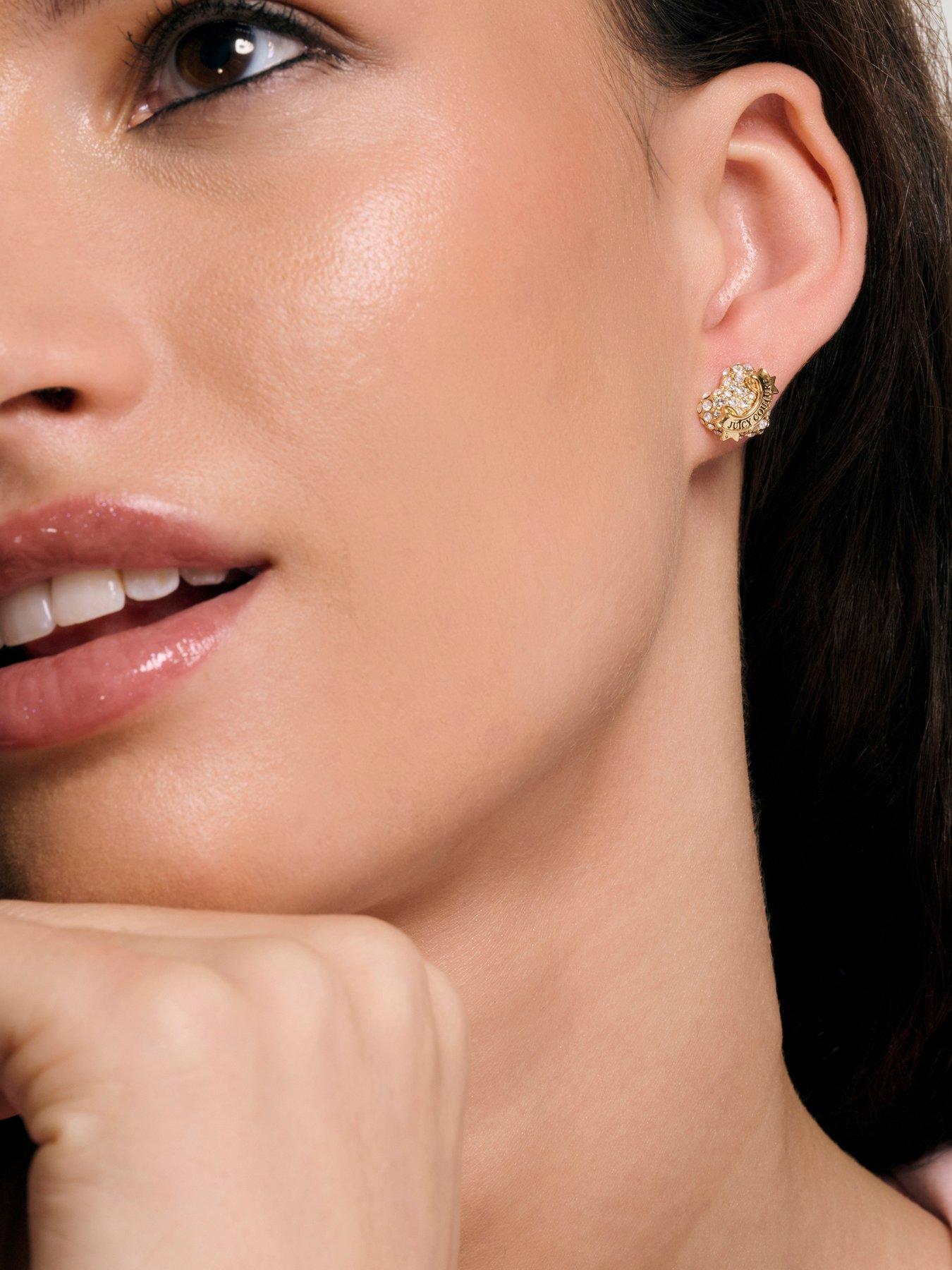 Image 3 of 5 of Juicy Couture Crystal Icon Heart Stud Earrings