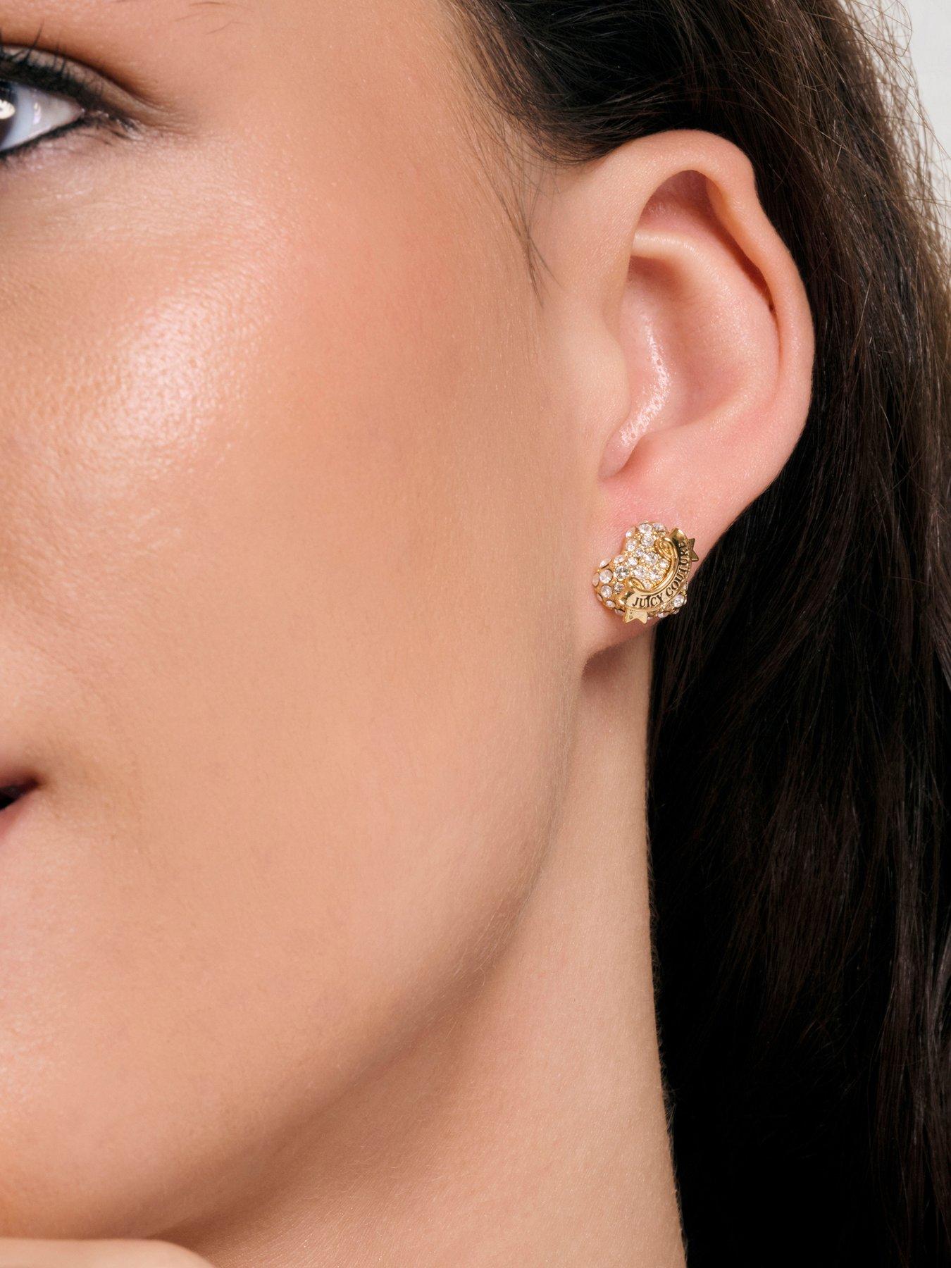 Image 4 of 5 of Juicy Couture Crystal Icon Heart Stud Earrings