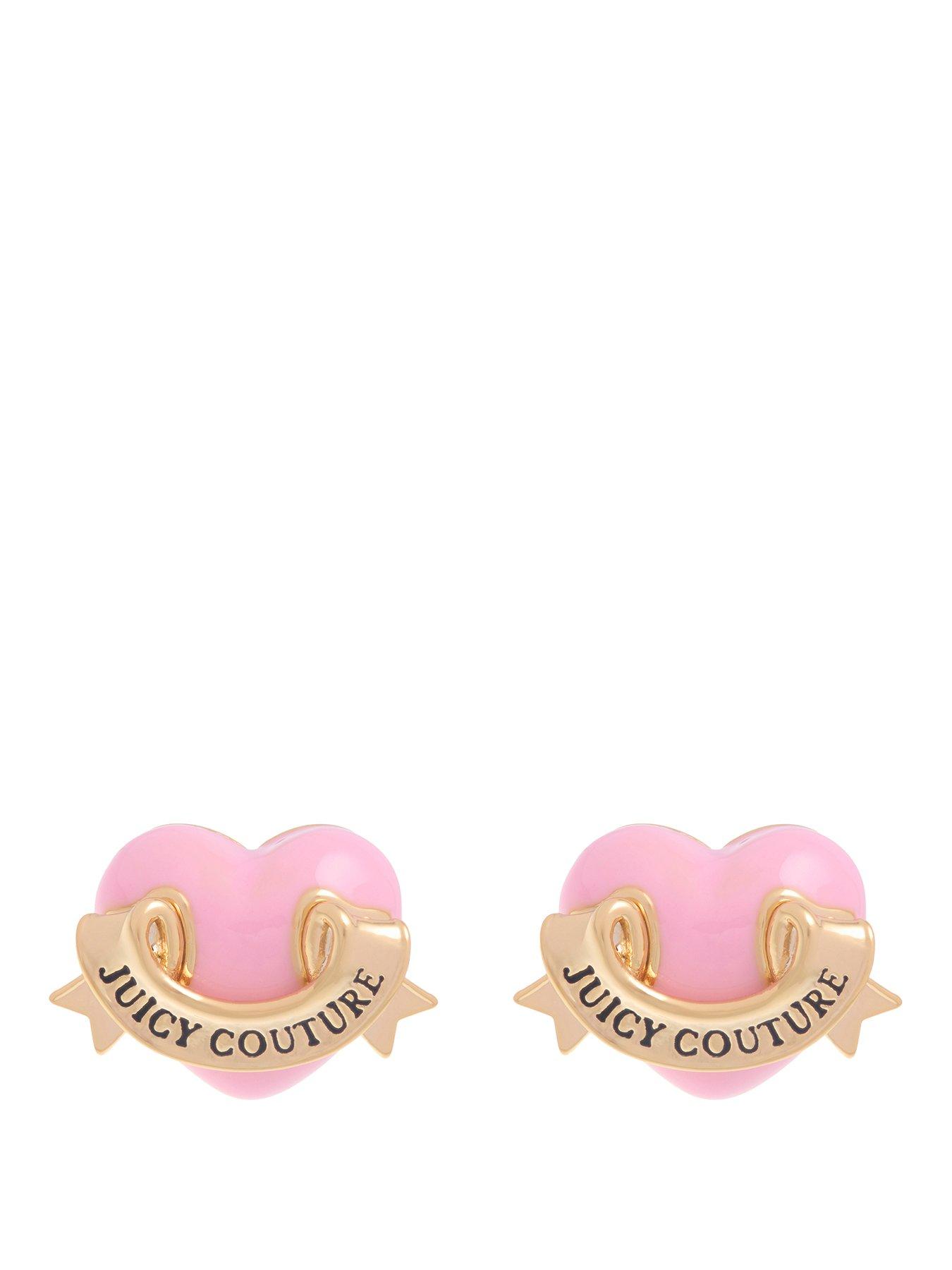 Image 1 of 6 of Juicy Couture Enamel Icon Heart Stud Earrings