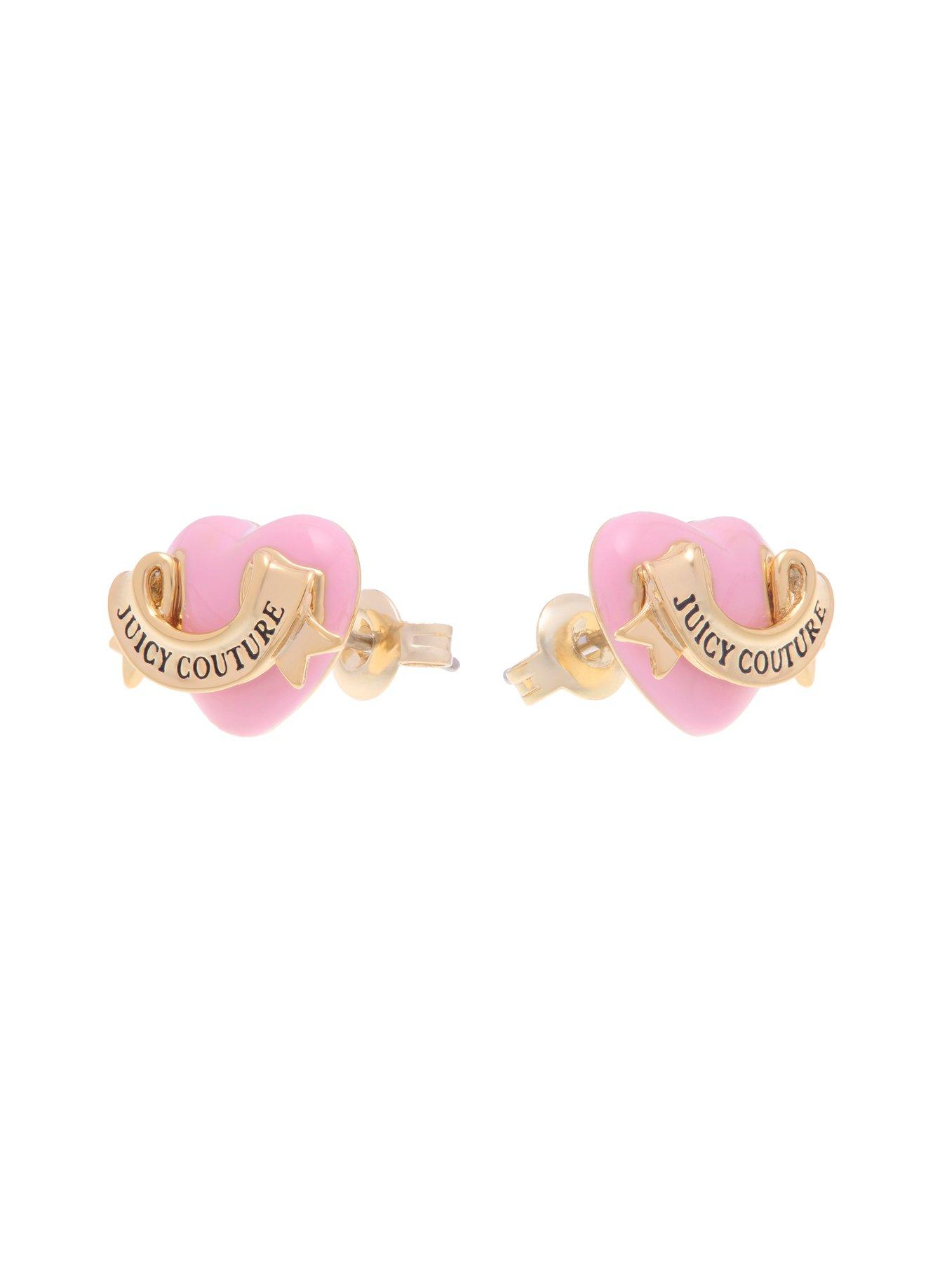 Image 2 of 6 of Juicy Couture Enamel Icon Heart Stud Earrings