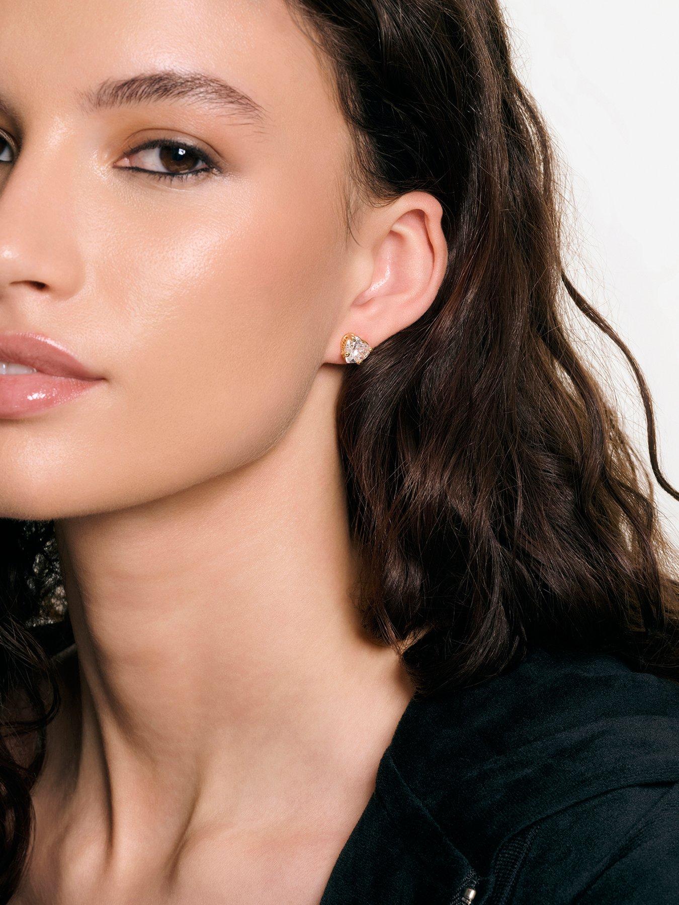 Juicy Couture Solitaire Crystal Heart Stud Earrings