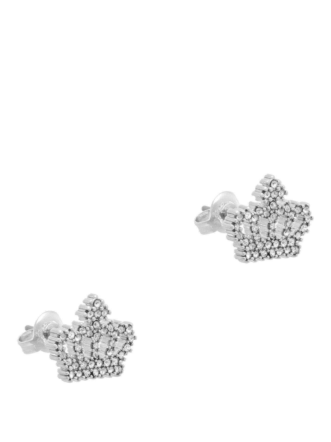 Juicy Couture Crystal Motif Crown Stud Earrings