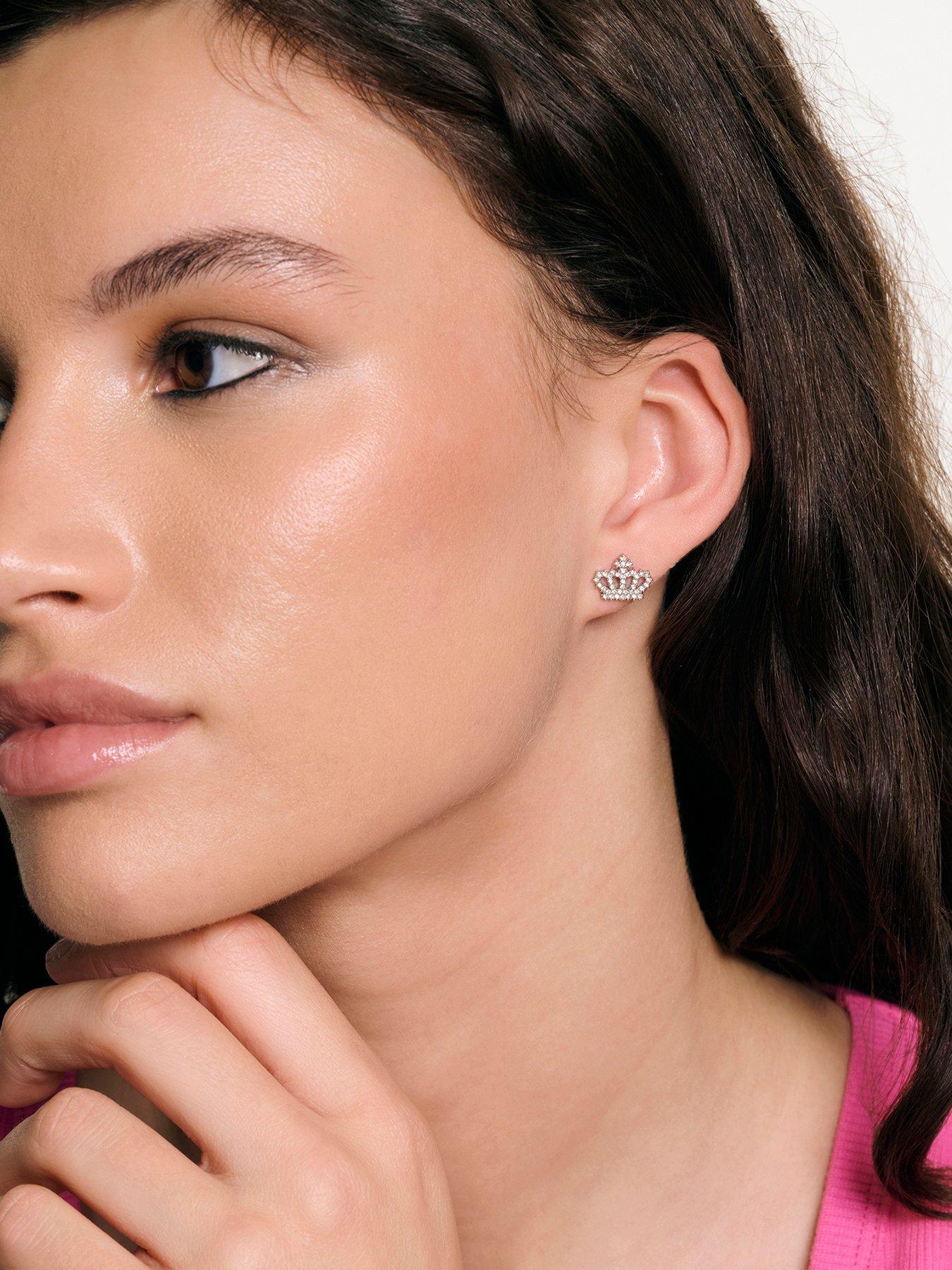 Juicy Couture Crystal Motif Crown Stud Earrings