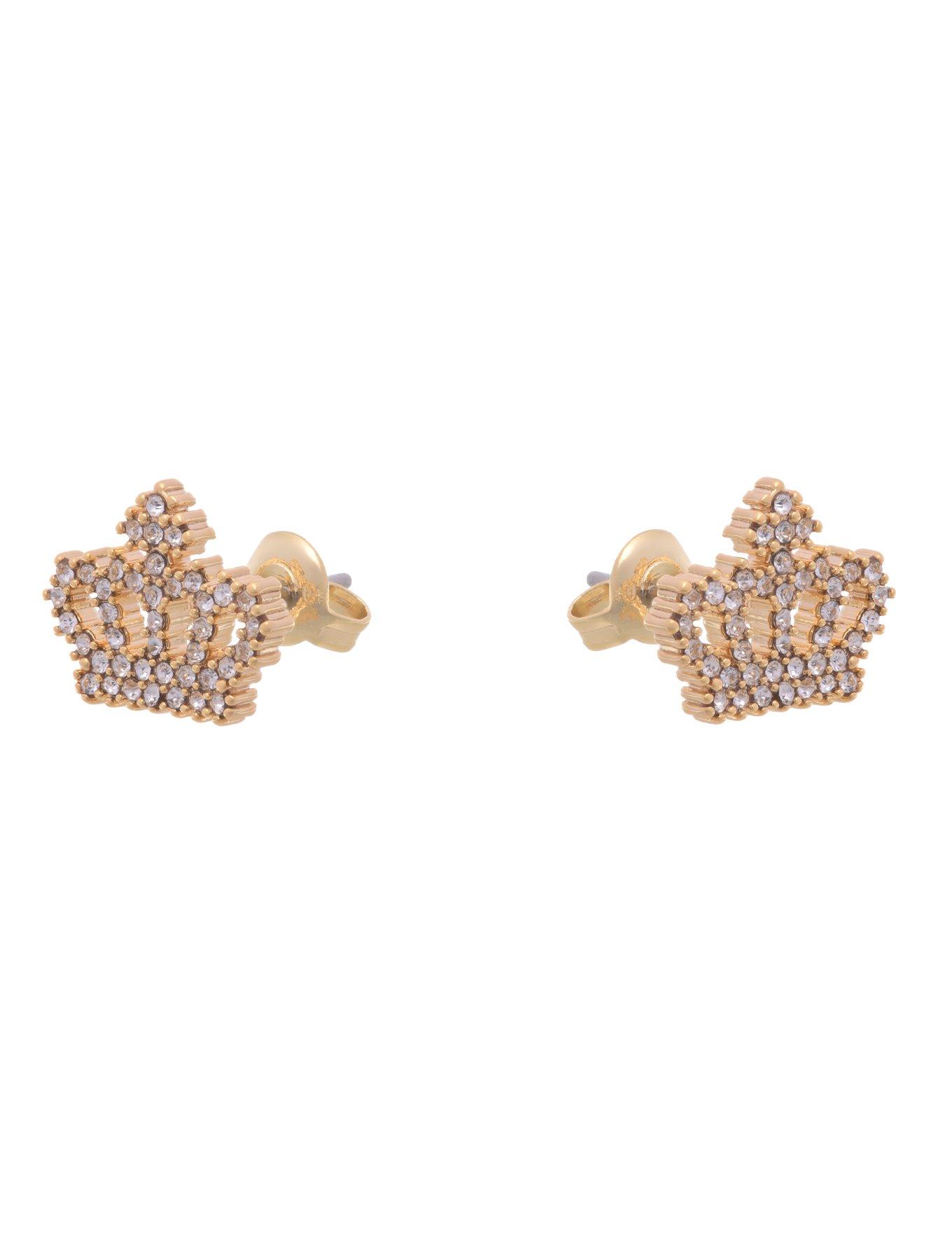 Image 2 of 6 of Juicy Couture Crystal Motif Crown Stud Earrings