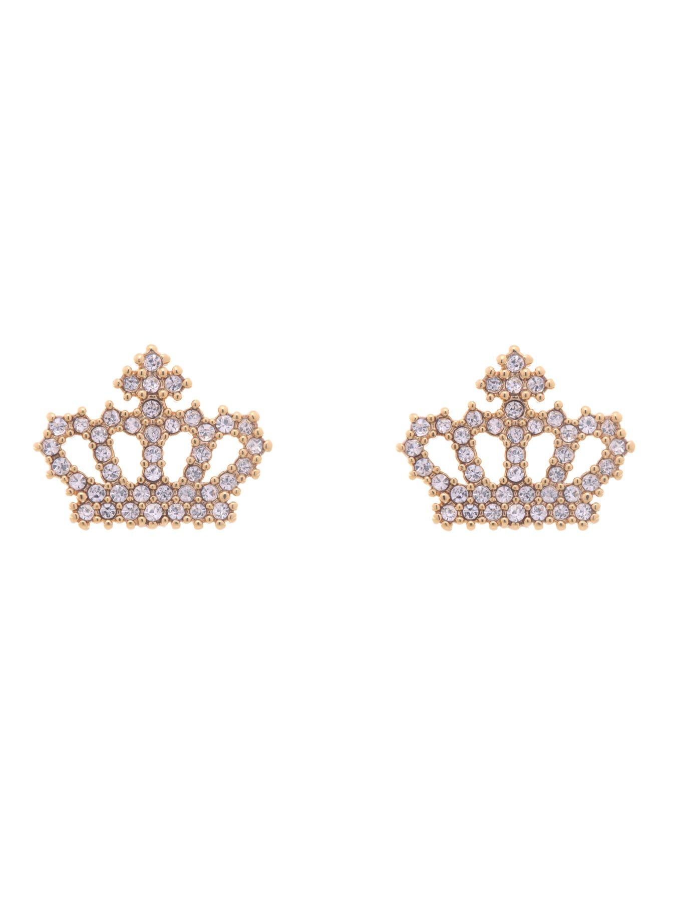 Image 3 of 6 of Juicy Couture Crystal Motif Crown Stud Earrings