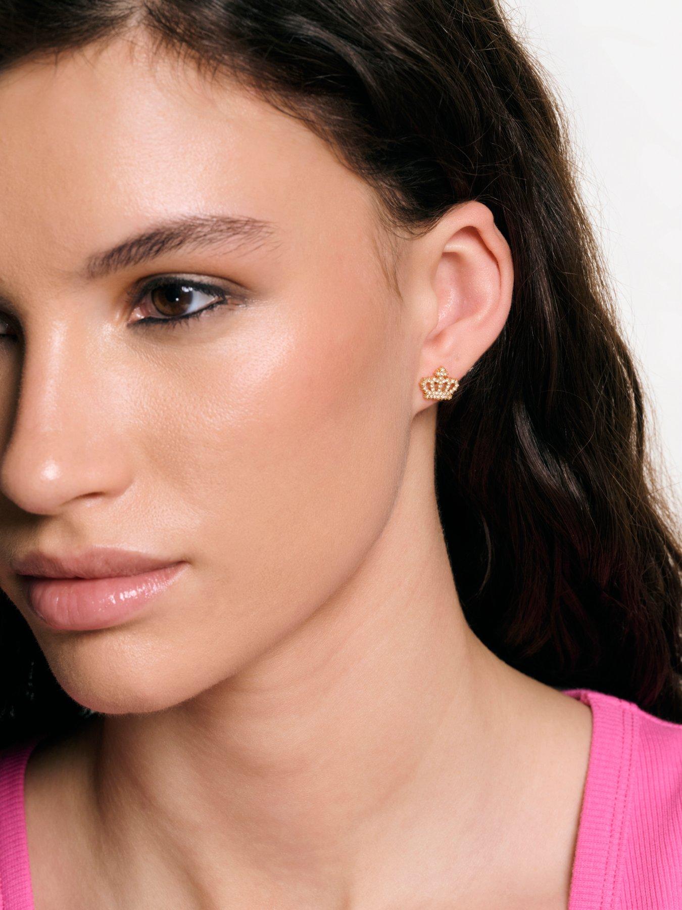 Image 4 of 6 of Juicy Couture Crystal Motif Crown Stud Earrings