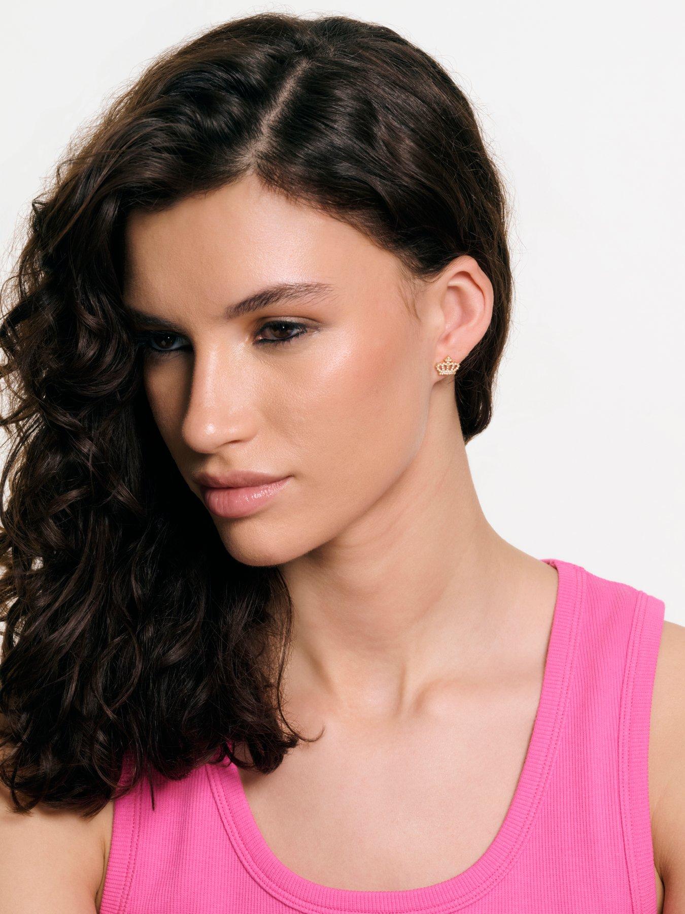 Image 5 of 6 of Juicy Couture Crystal Motif Crown Stud Earrings