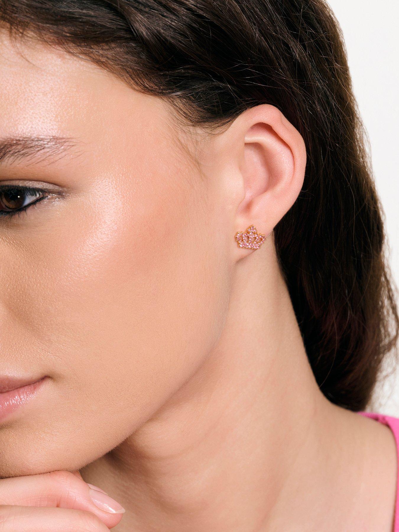 Juicy Couture Crystal Motif Crown Stud Earrings