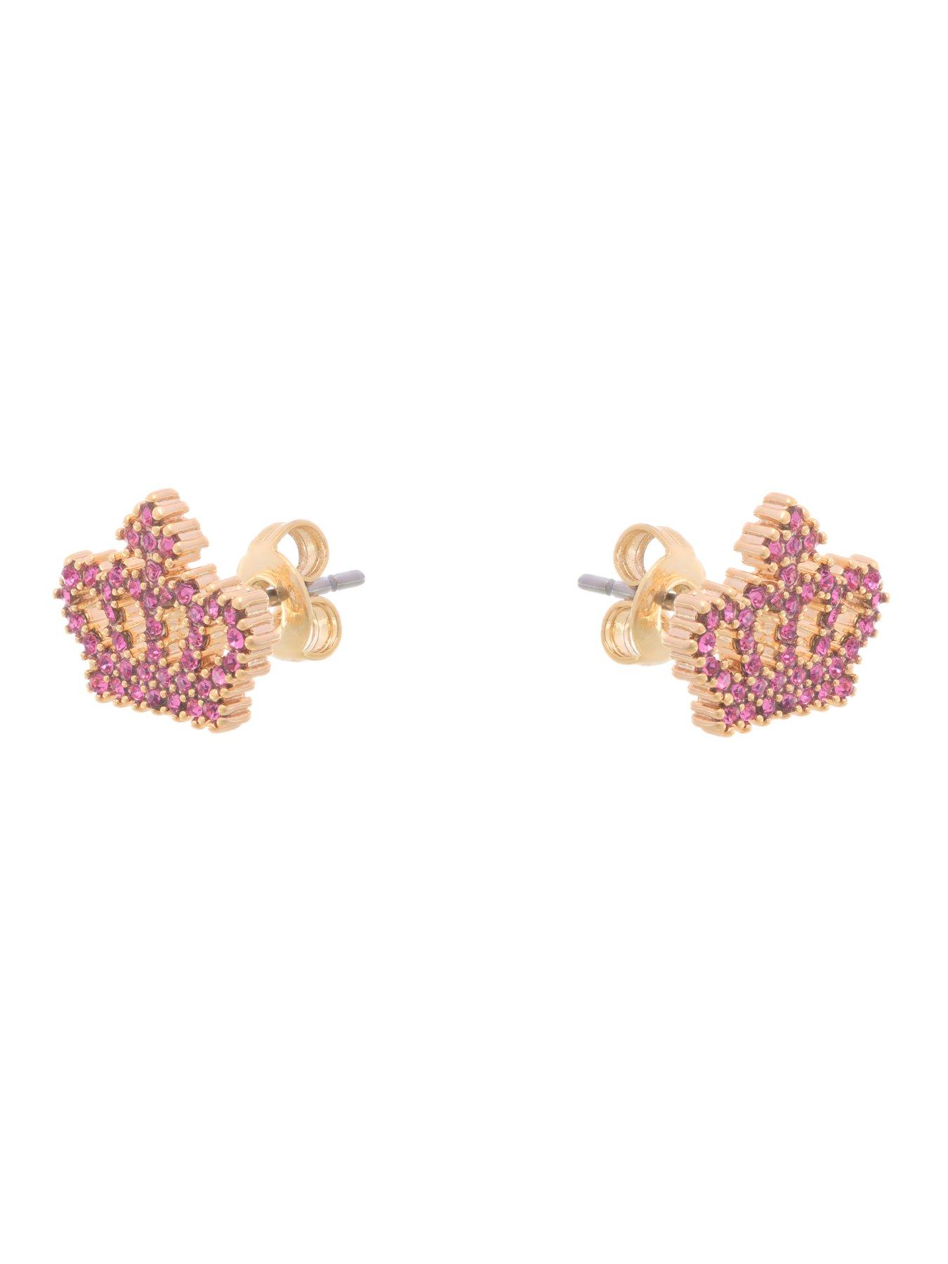 Image 2 of 7 of Juicy Couture Crystal Motif Crown Stud Earrings