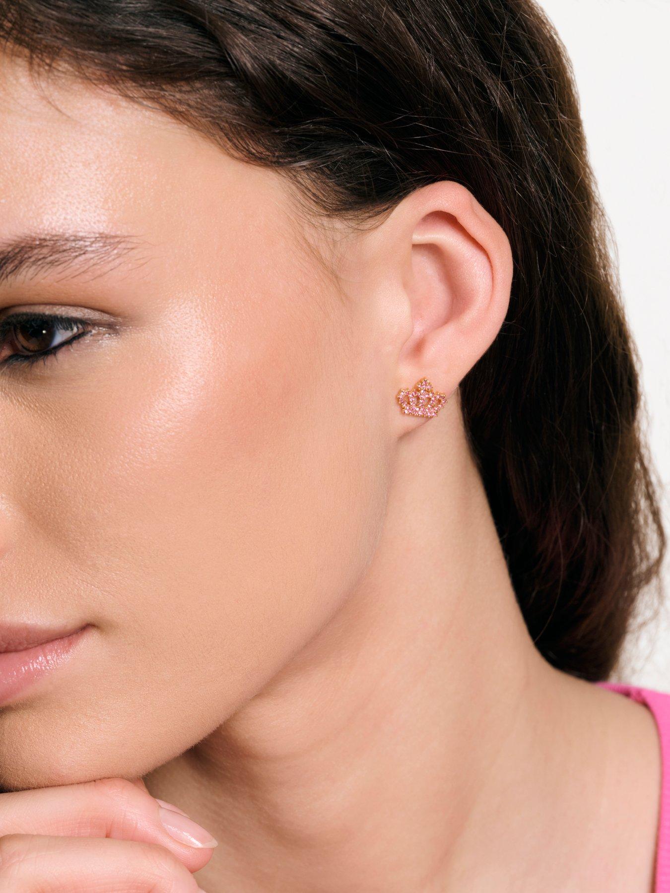 Image 4 of 7 of Juicy Couture Crystal Motif Crown Stud Earrings
