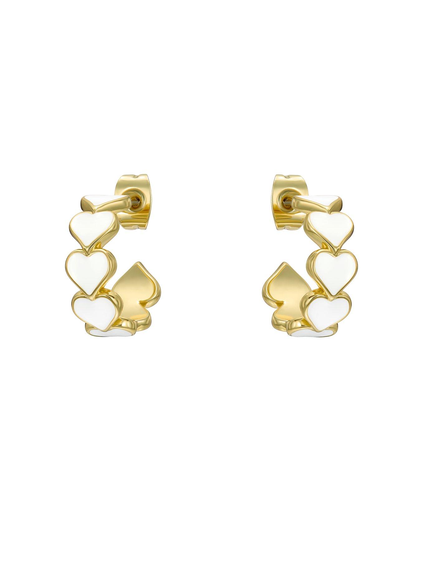 Image 2 of 7 of Ted Baker HANNAH: Enamel Heart Hoop Earrings