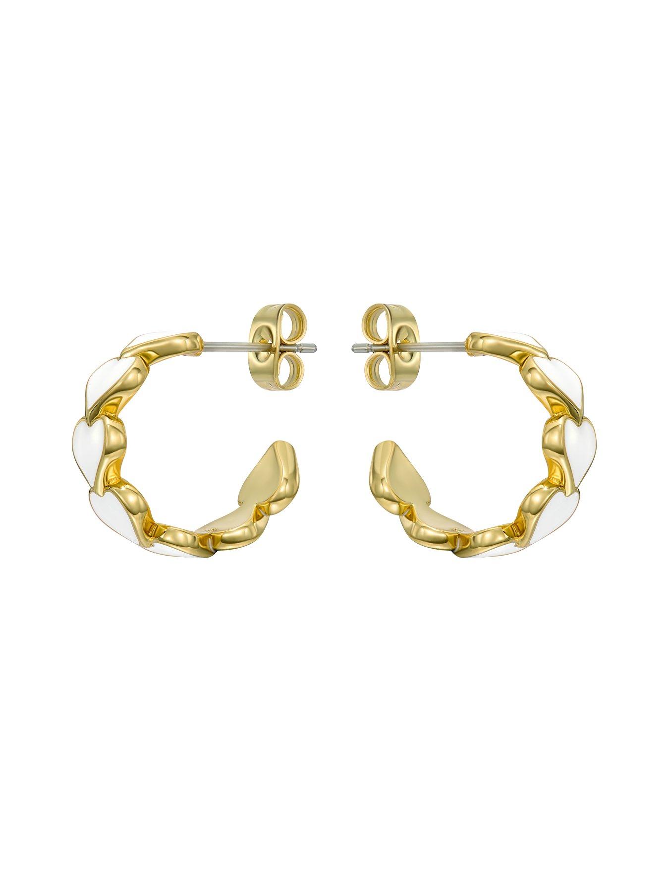 Image 3 of 7 of Ted Baker HANNAH: Enamel Heart Hoop Earrings